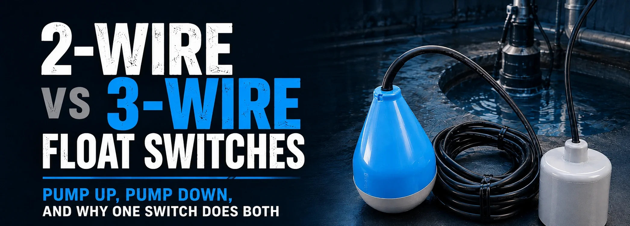 2-Wire vs 3-Wire Float Switches: Pump Up, Pump Down, and Why One Switch Does Both