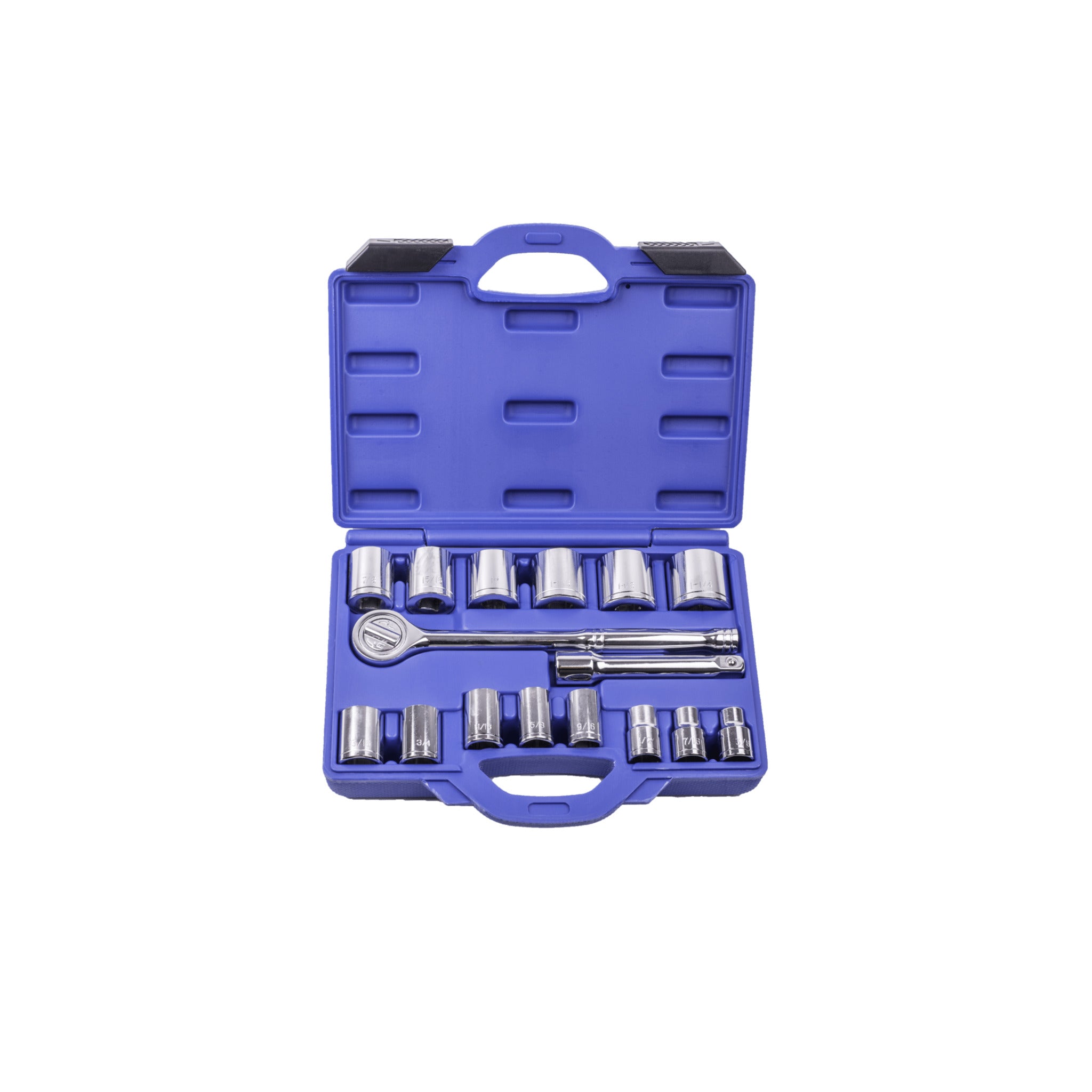 Signet 1/2" Drive SAE Socket Set – 16 Piece Professional 6-Point Socket Kit (3/8"–1-1/4") with Ratchet & 5" Extension for Precision Fastening