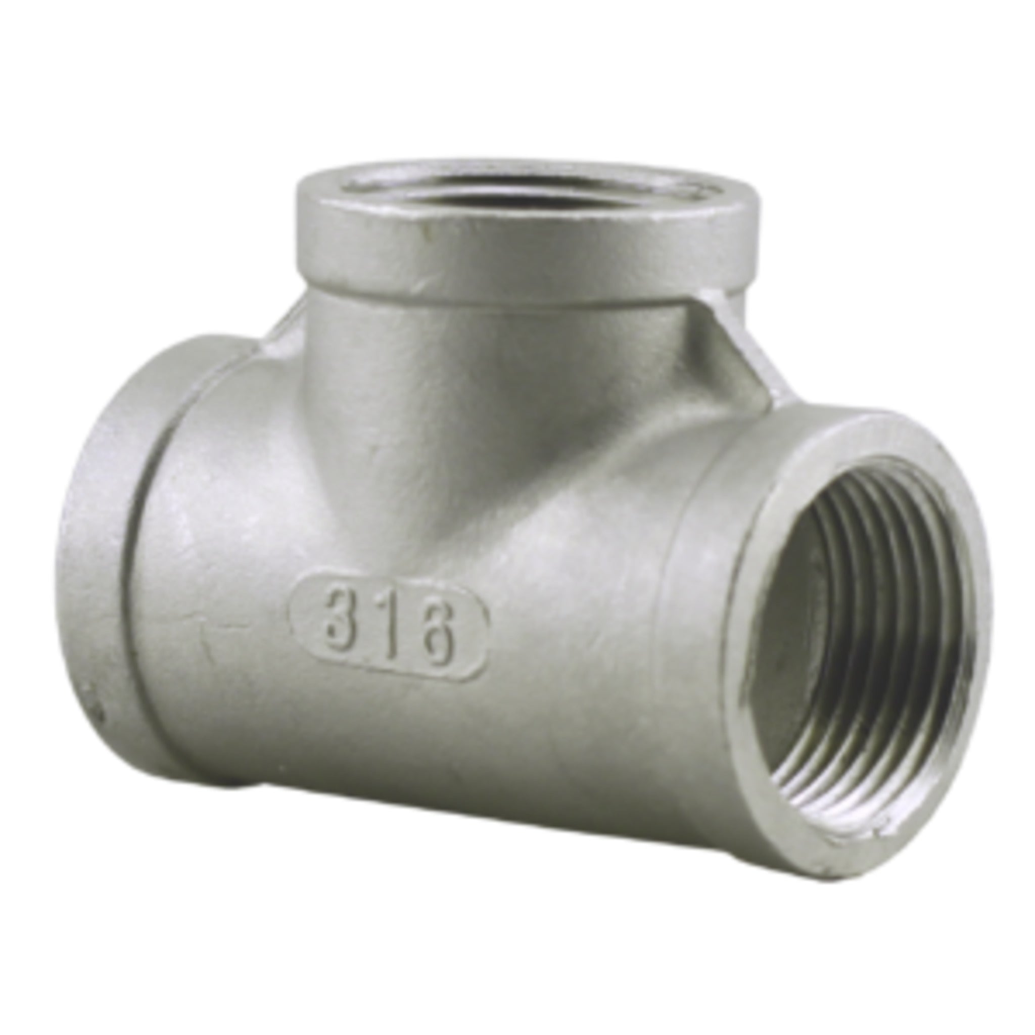 316 Stainless Steel Schedule 40 Tee Pipe Fittings - FPT - Marine, Chemical, Water Treatment, Corrosion Resistant | Sizes: 1/8" to 2" NPT