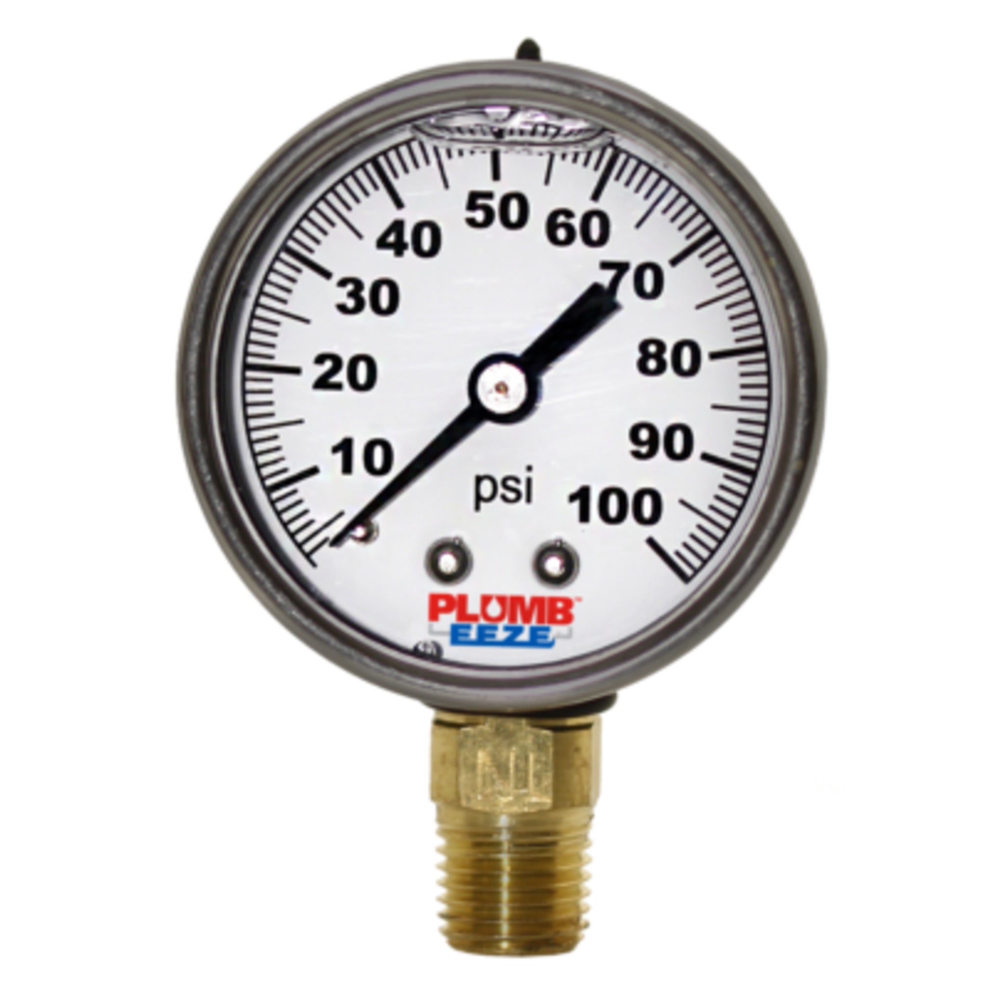 Liquid Filled Pressure Gauge, Black Steel with Brass 1/4" MPT Lower Mount, 2.5" Dial, NSF Certified, Vibration & Corrosion Resistant, -4°F to 140°F