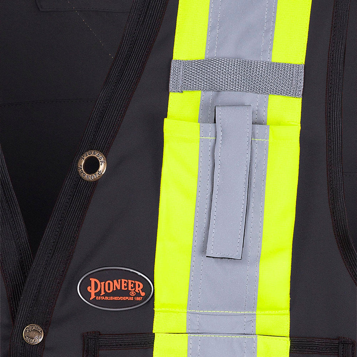 Pioneer Men's Hi Vis Safety Surveyor Vest | 150D Woven Twill Poly | CSA/ANSI Certified, StarTech Reflective, Multi-Pocket, Brass Closure (Models 6693, 6692, 6683, 6692N & 6692BK) | Sizes S–4XL - Items