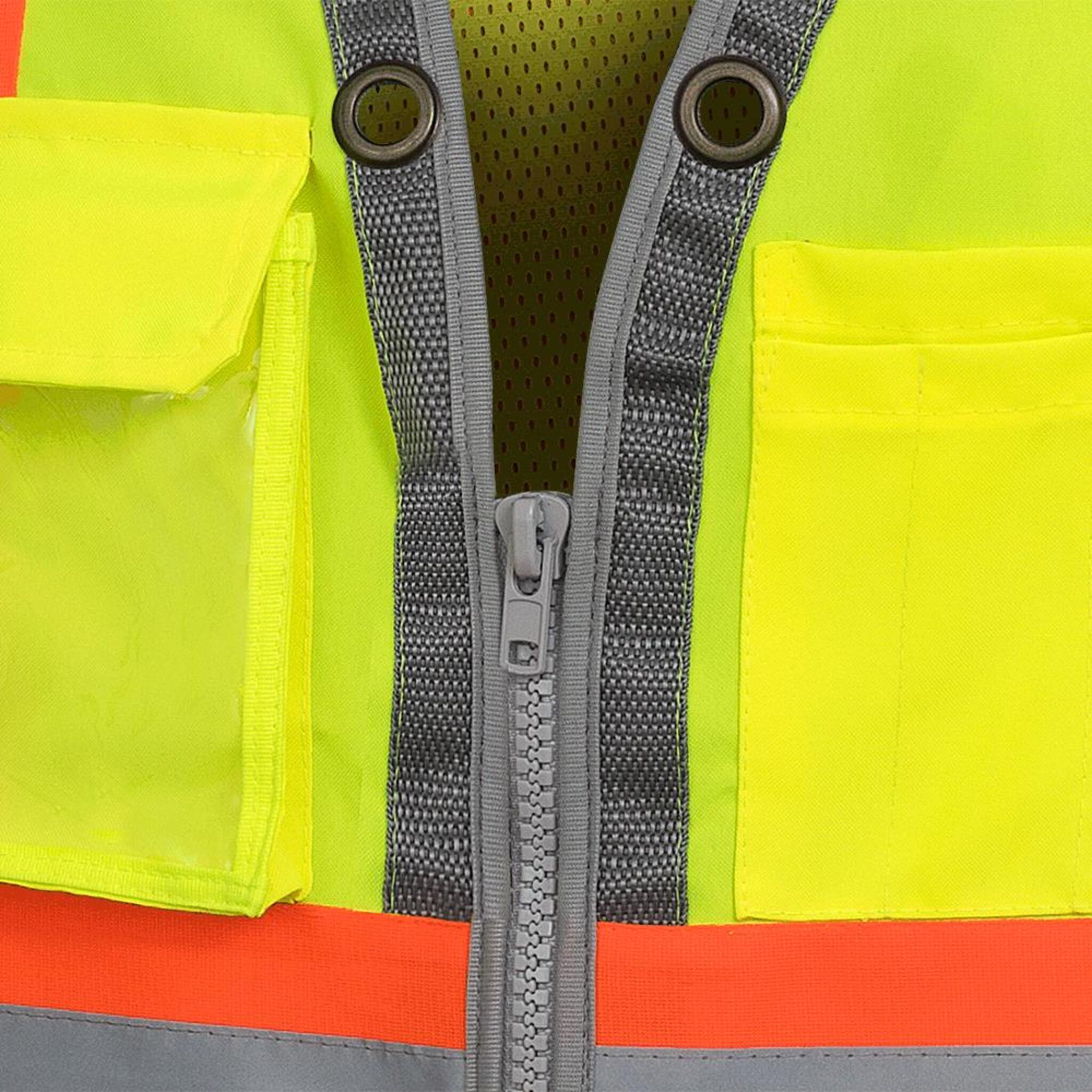 Pioneer Men's Hi Vis Safety Surveyor Vest | CSA/ANSI Certified, Poly Mesh Back, 12 Pockets, Durable Oxford Front, Breathable Workwear | Sizes S-4XL - Items