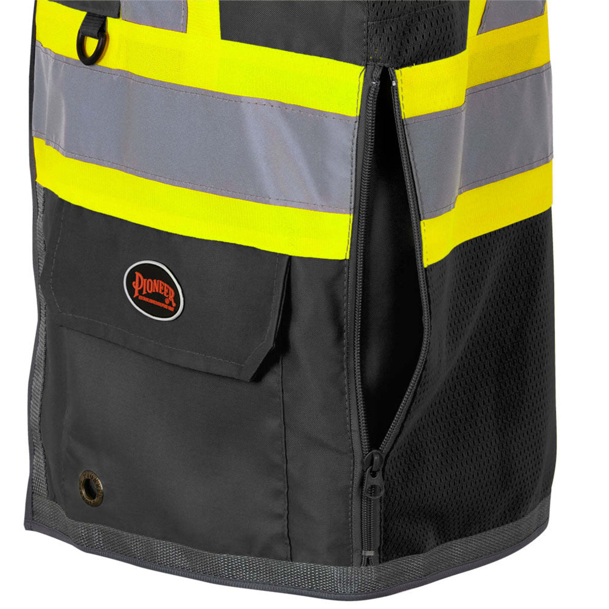 Pioneer Men's Hi Vis Safety Surveyor Vest | CSA/ANSI Certified, Poly Mesh Back, 12 Pockets, Durable Oxford Front, Breathable Workwear | Sizes S-4XL - Items