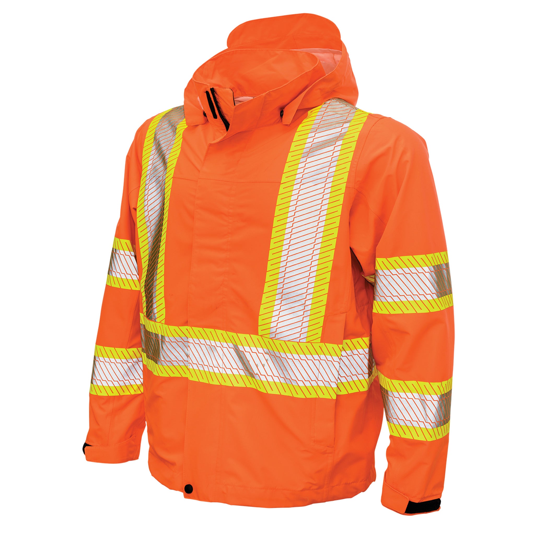 Tough Duck SJ05 Men's Hi Vis Safety Rain Jacket CSA Poly Ripstop, Wa