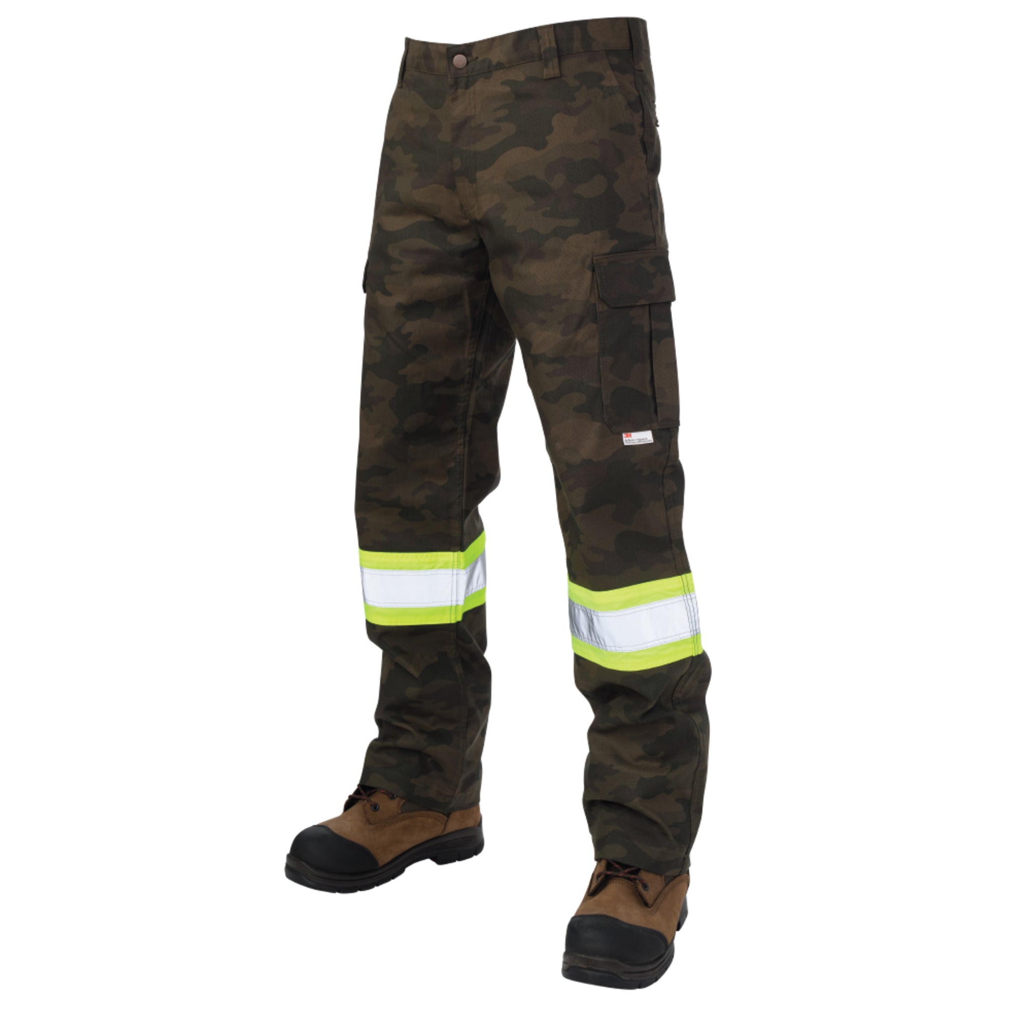 Tough Duck SP04 Men's Hi Vis Cargo Work Pants Flex Cotton Duck, Refl