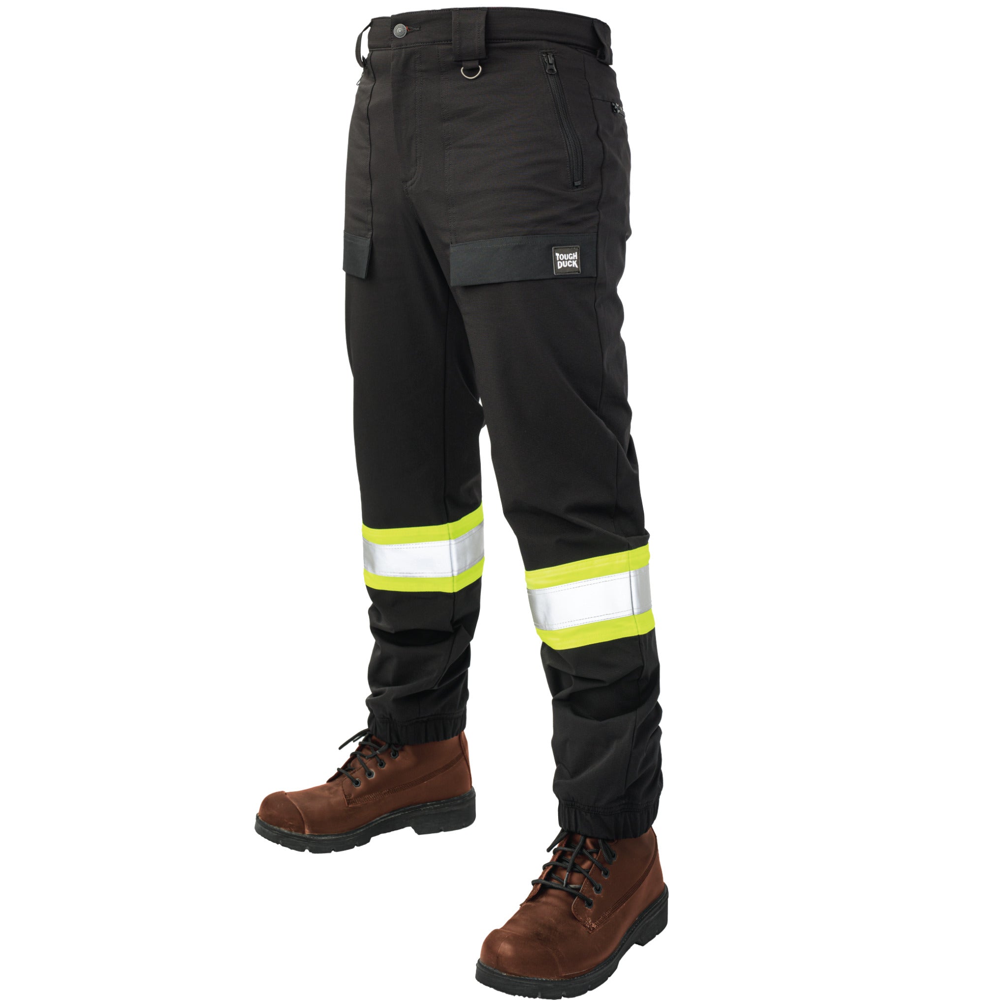 Tough Duck SP10 Men's Comfort Fit Free Stretch Safety Jogger with Reflective 3M Scotchlite, Water-Resistant, Breathable | Sizes S-2XL