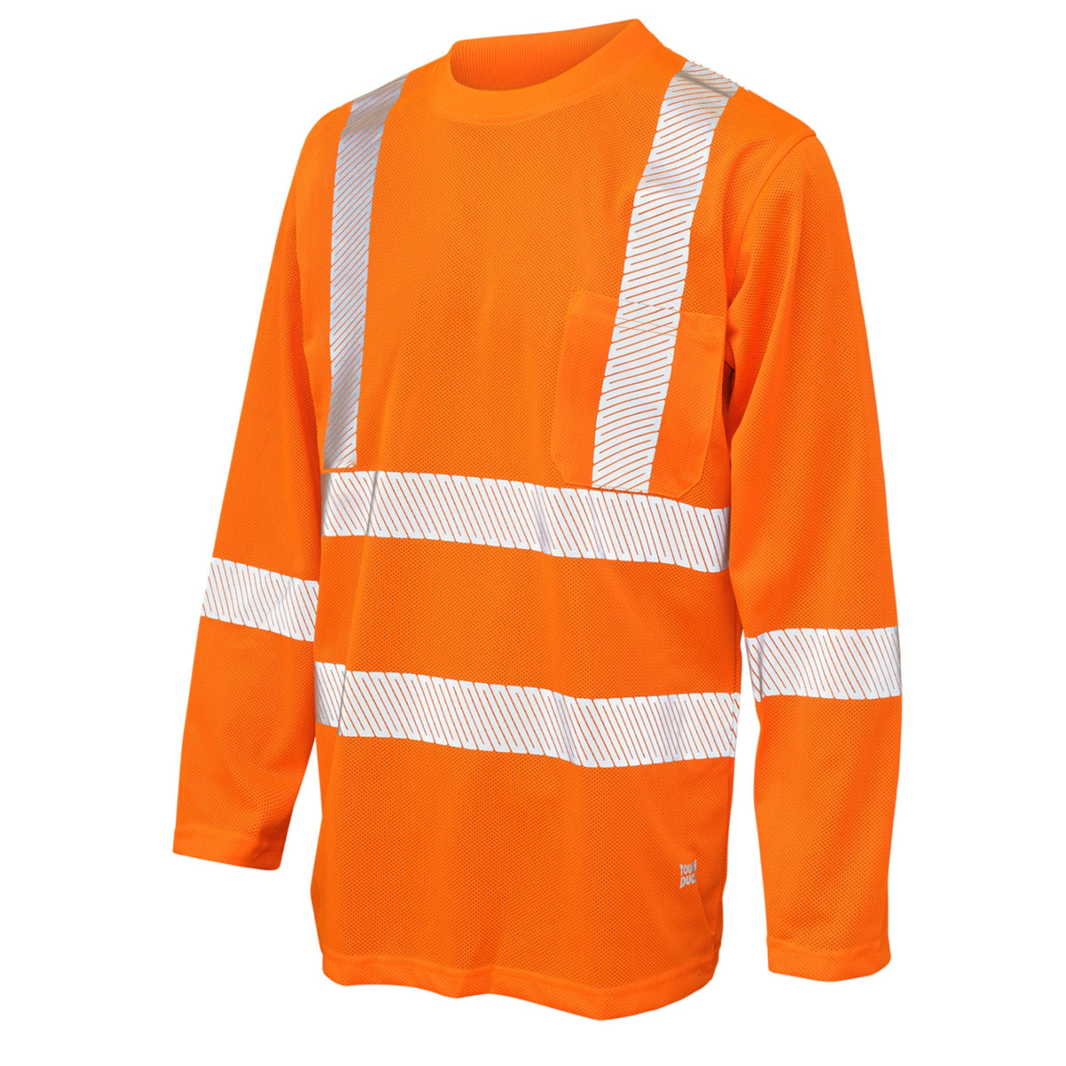 Tough Duck ST08 Men's Hi Vis Safety Work Shirt - CSA Poly Birdseye, Long Sleeve, Segmented Stripes, Reflective, Breathable, Moisture-Wicking | Sizes XS-5XL - Items