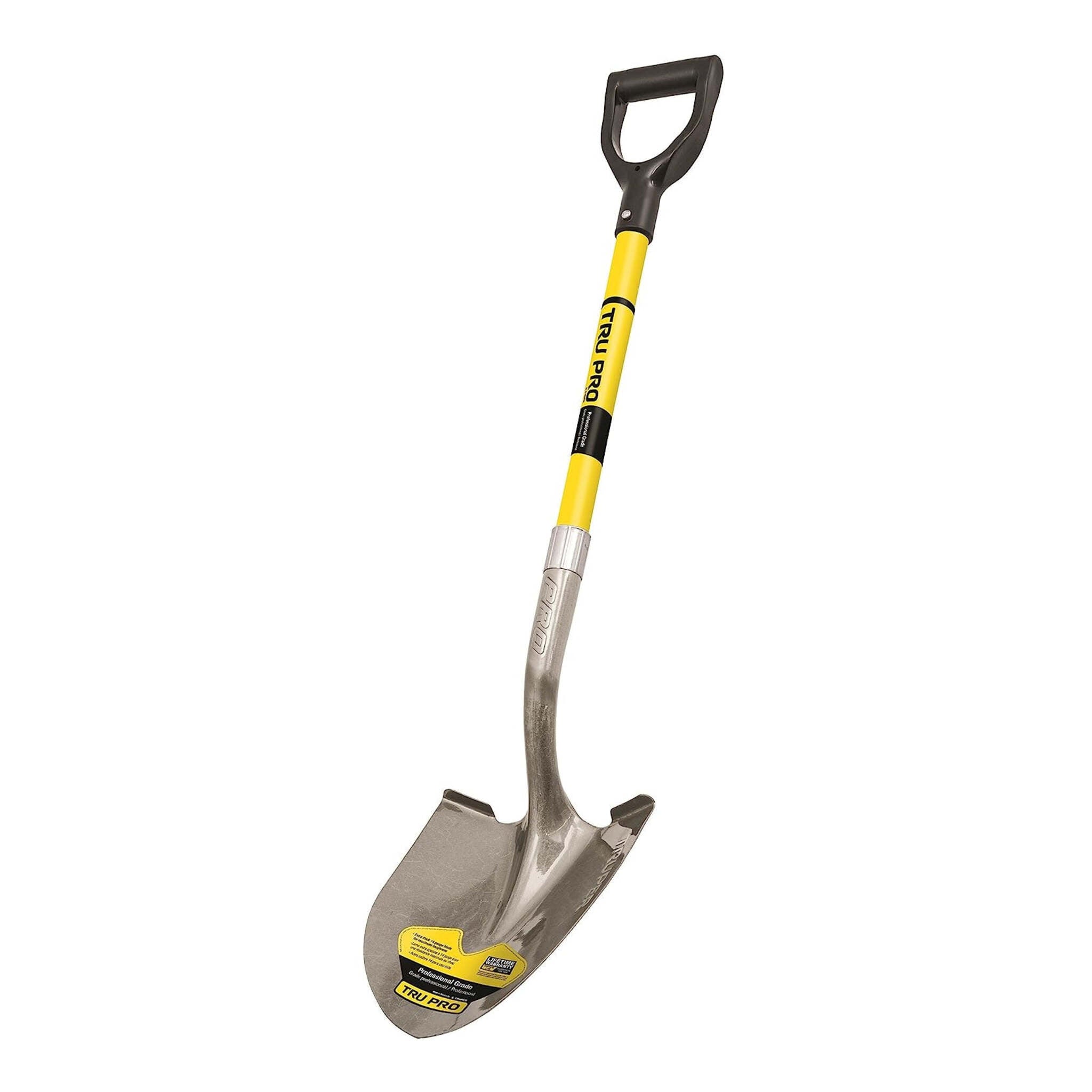 Truper Tru Pro Round Point Shovel with 29" Fiberglass D-Grip Handle and Extended Steps