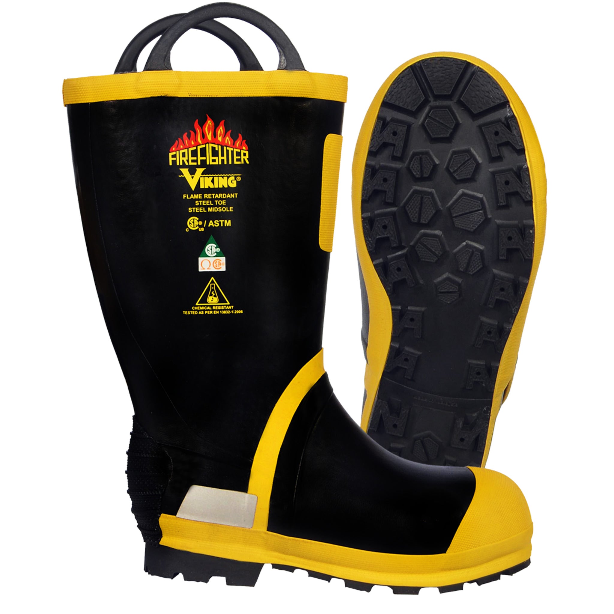 Viking VW90 Firefighter® Felt Lined Boots - Flame Retardant, 14" Height, Steel Toe, NFPA & CSA Certified, Elec Shock + Chemical Resistant | Sizes 8-14