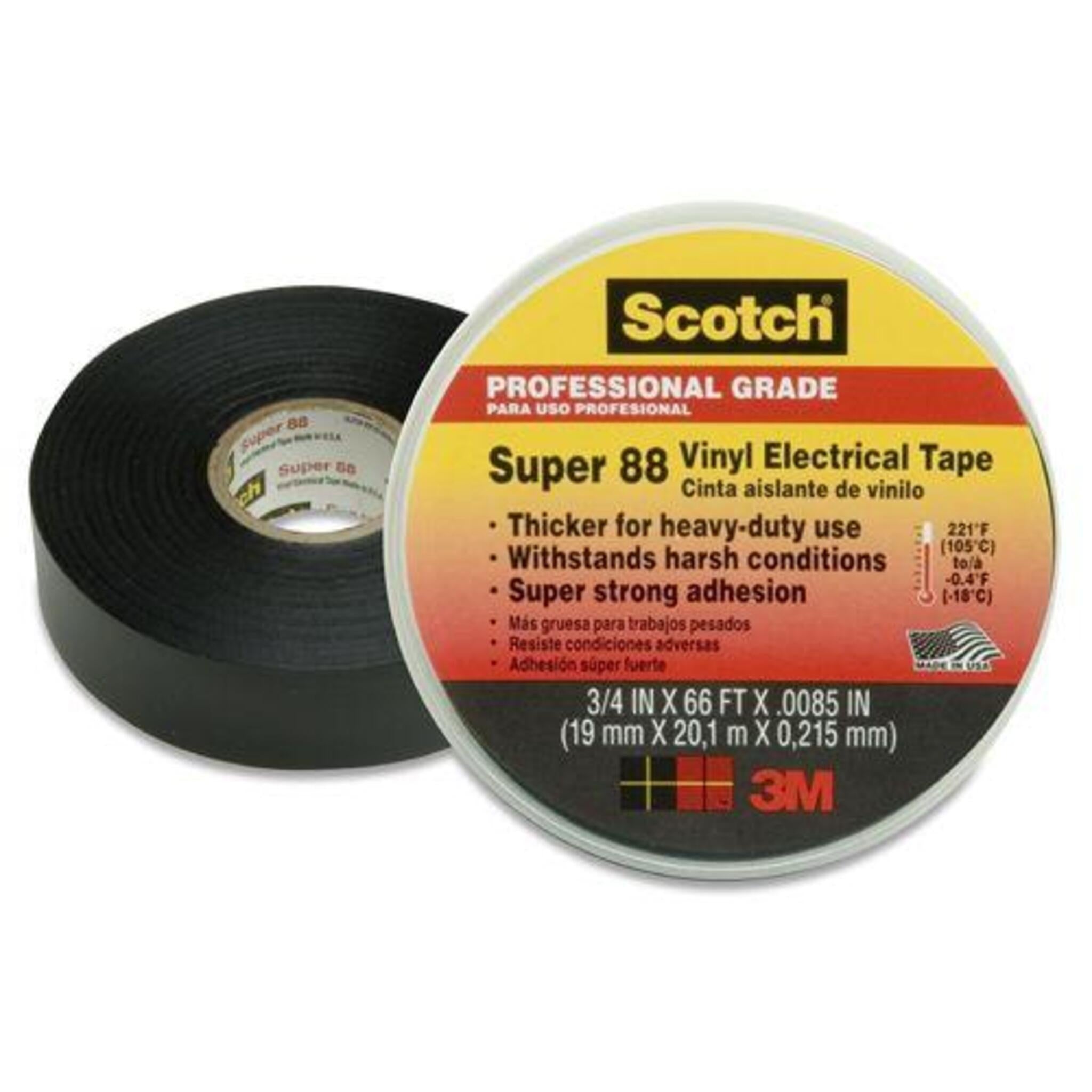3M Scotch Super 88 Professional Grade Vinyl Electrical Tape, 3/4" x 66' Maintenance Supplies - Cleanflow