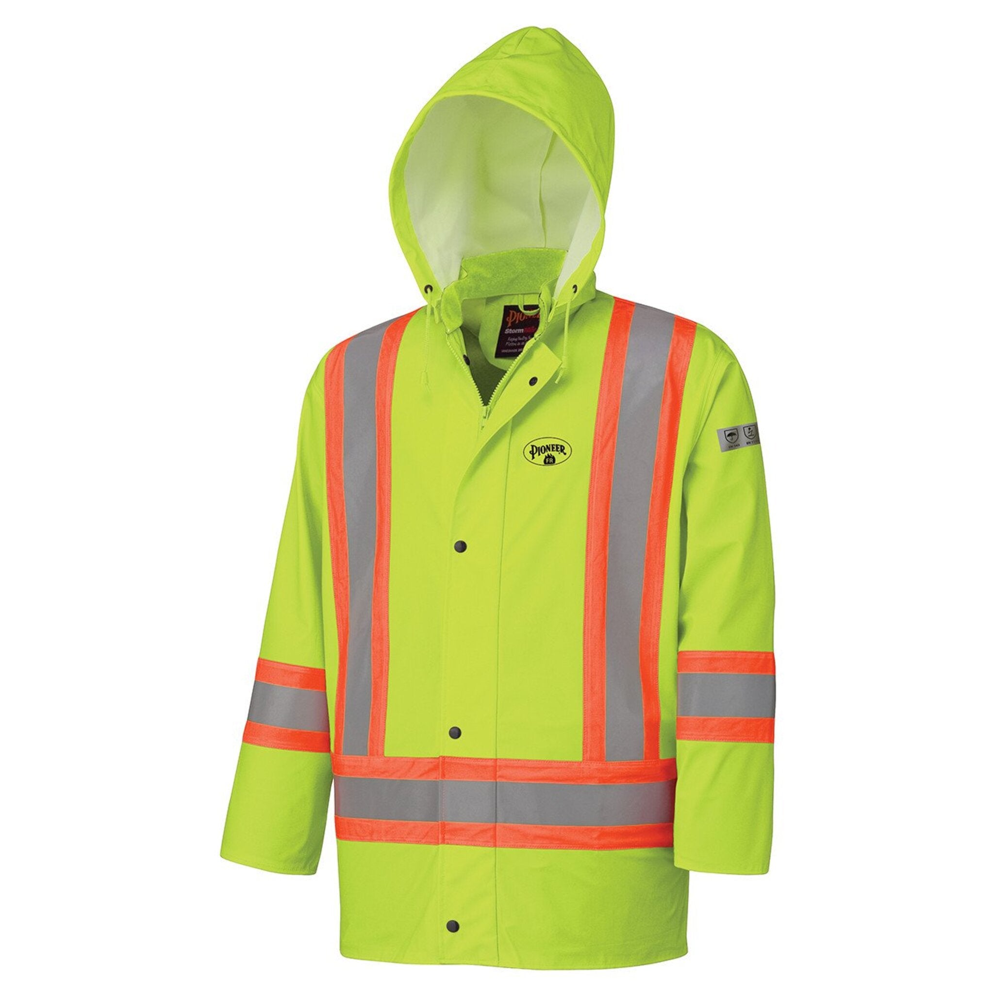 Pioneer Men's Hi Vis Work Jacket CSA Certified, Poly FR Stretch, Fla