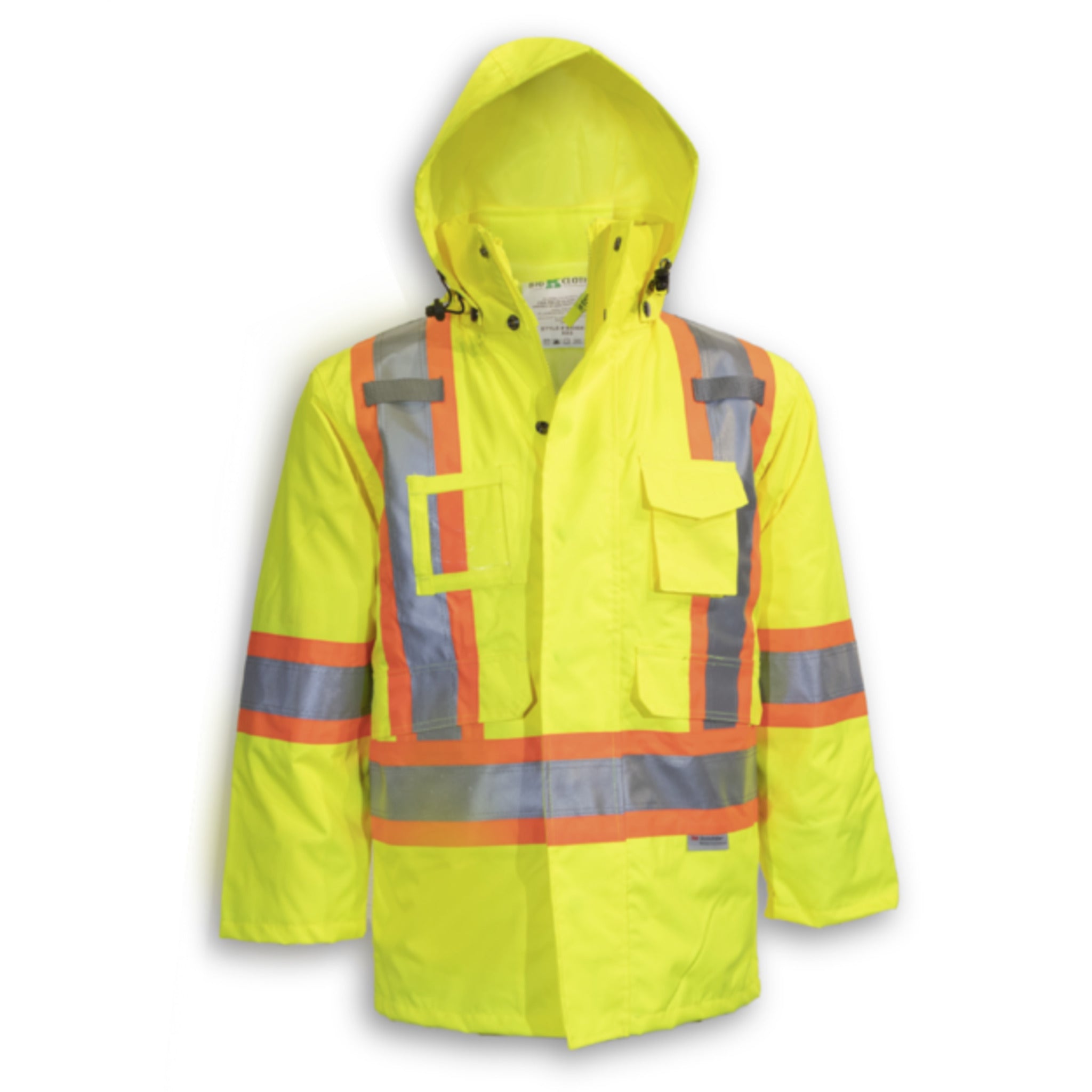 Big K Men s Hi Vis Safety Jacket CSA 3 in 1 Waterproof with Removable Liner 3M Reflective Tape Multiple Pockets All Weather Temperature