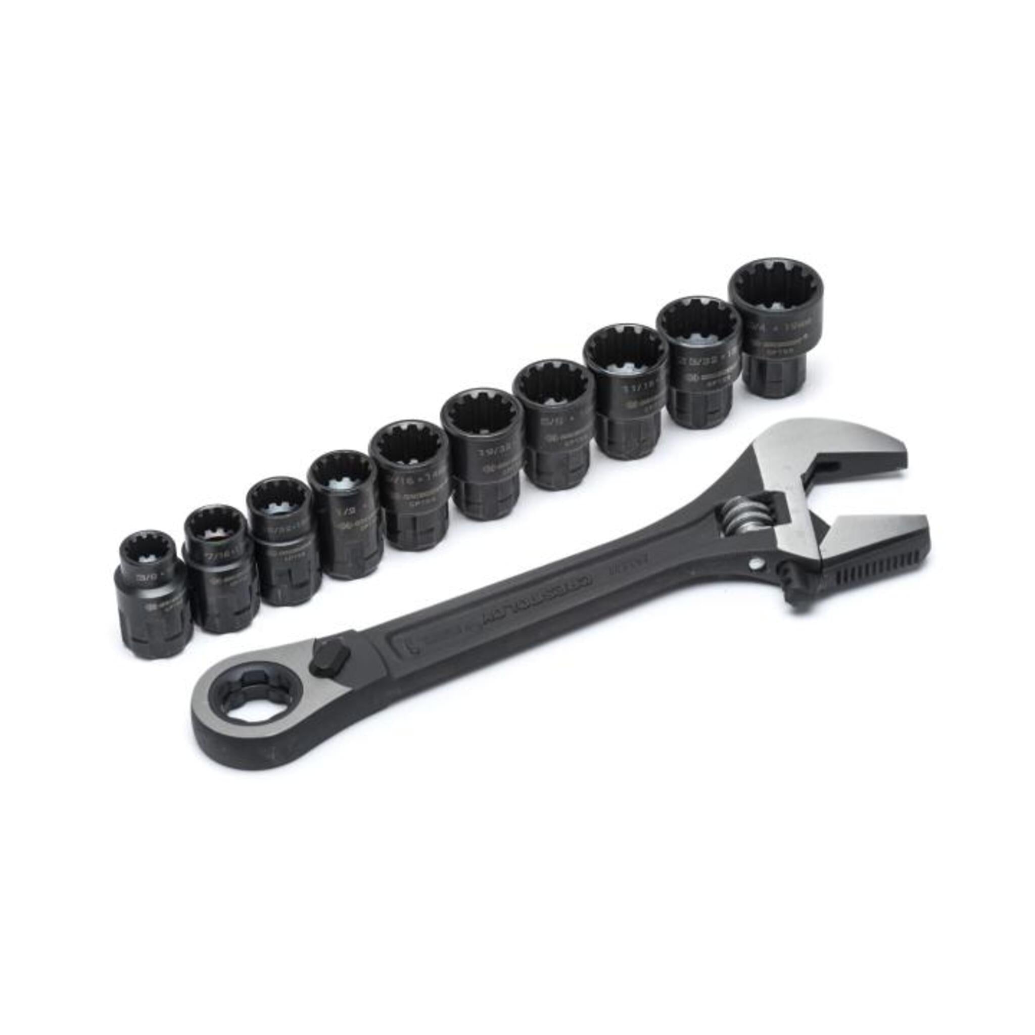 Crescent X6™ Pass-Thru™ Black Oxide Adjustable Wrench and Spline Socket Set