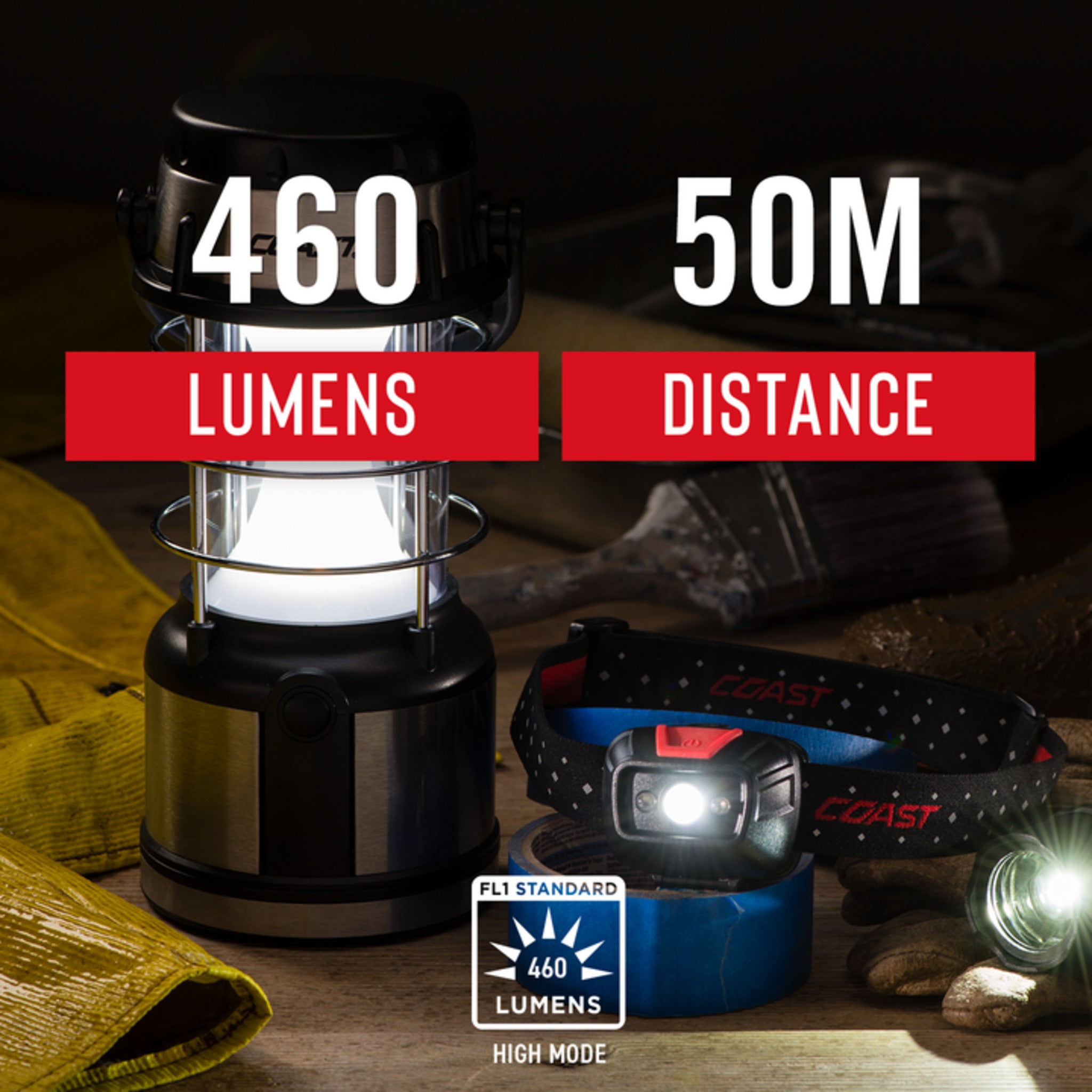 Coast® EAL17 Emergency Area Lantern - 460 Lumens, 4 Lighting Modes, 50-Hour Runtime, Weather Resistant, Perfect for Camping and Emergencies