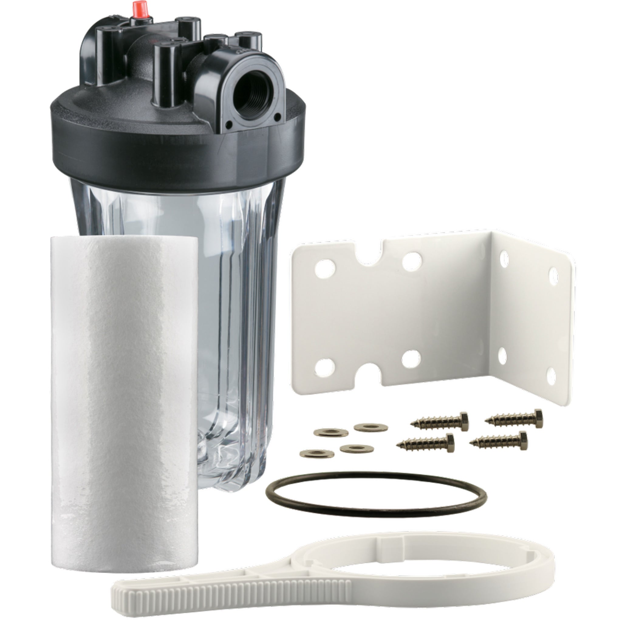 10" Clear Big Blue Water Filter Housing Kit with Optional 5 Micron Sediment Filter Cartridge - 4.5" OD Jumbo Whole House System