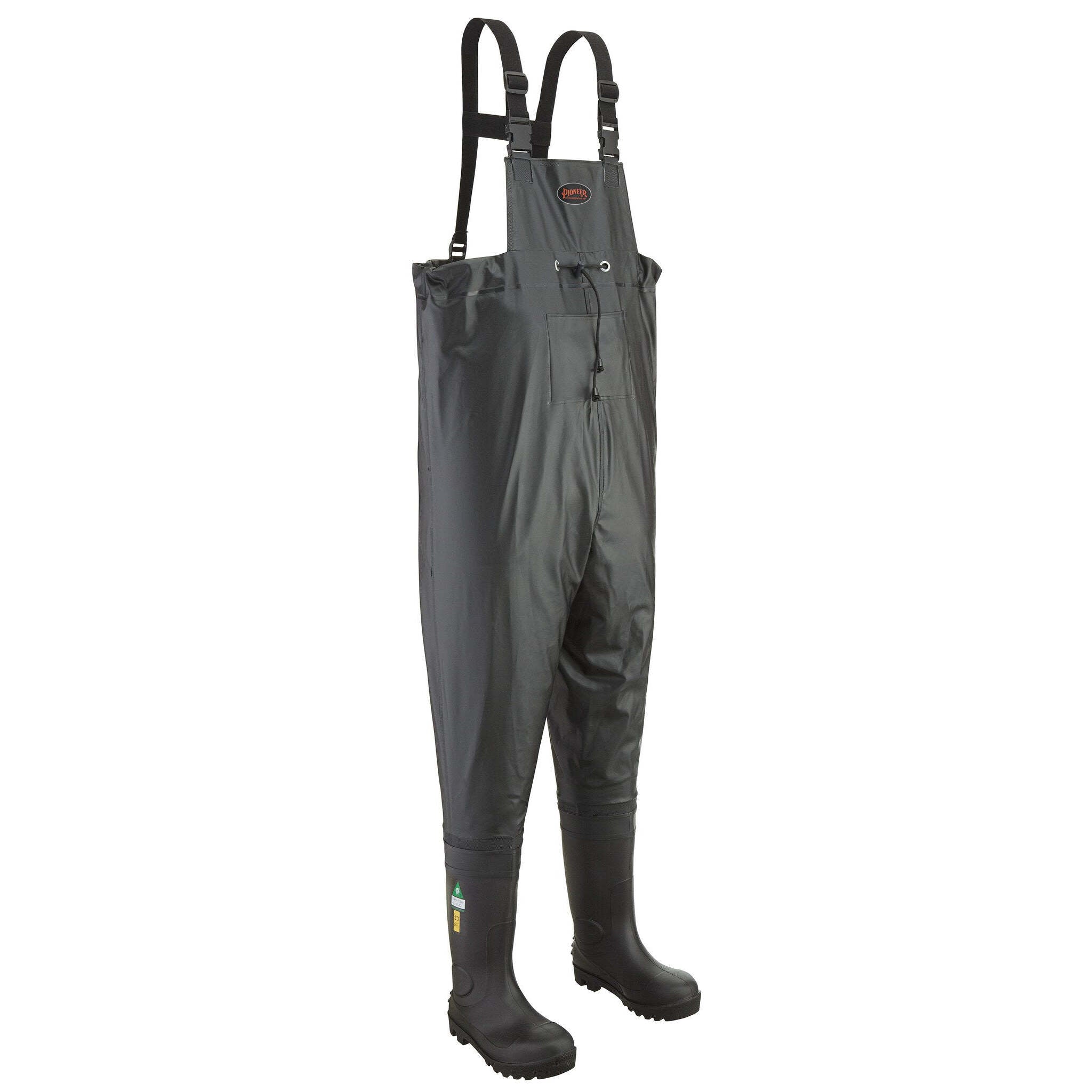 Pioneer Men's Waterproof Safety Chest Waders, PVC/Canvas, Steel Toe