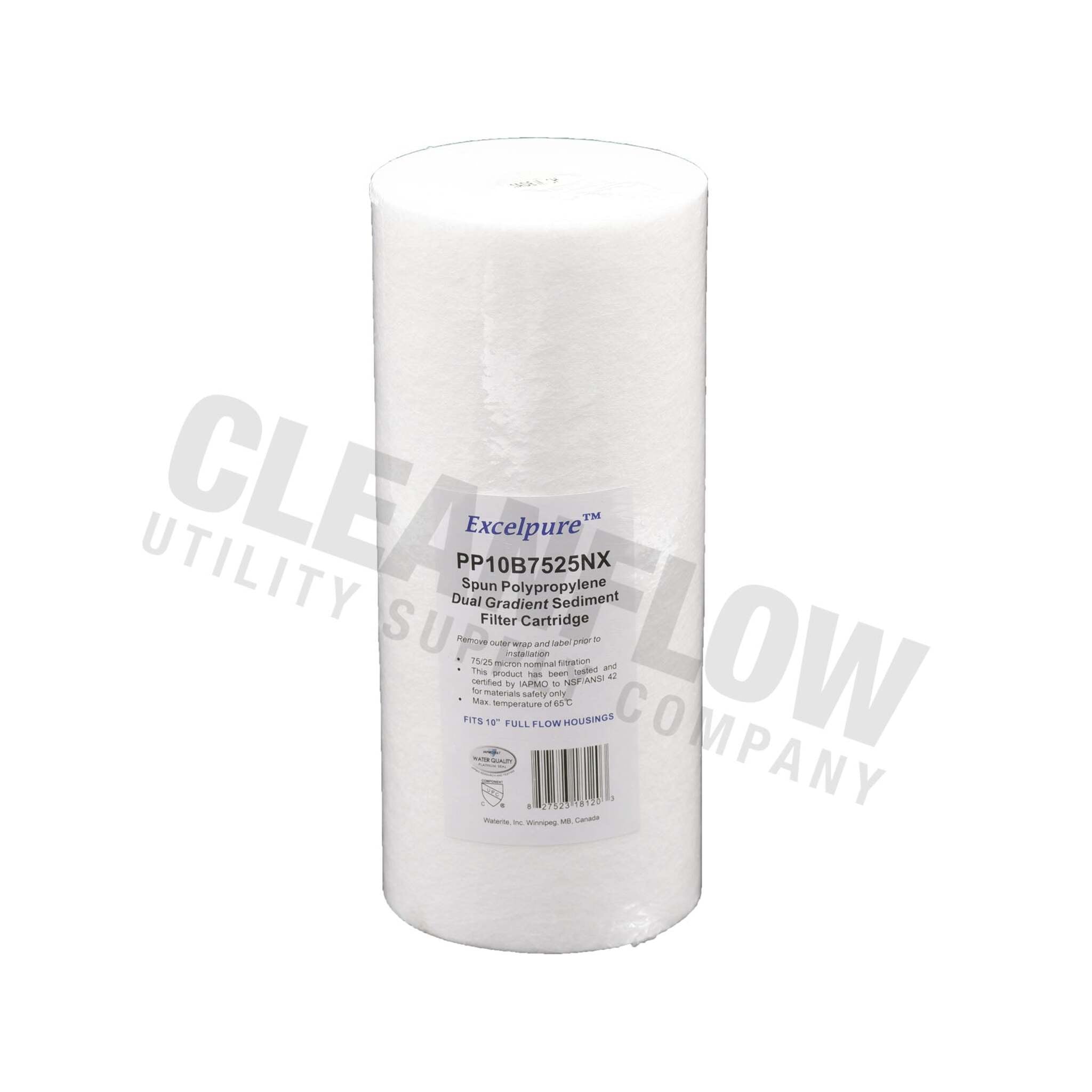 Excelpure 4.5" OD Big Blue Melt Blown Polypropylene Dual Gradient Water Filter Cartridges, High Capacity, Bacteria Resistant, NSF Cert, Sizes 10" & 20 - Items