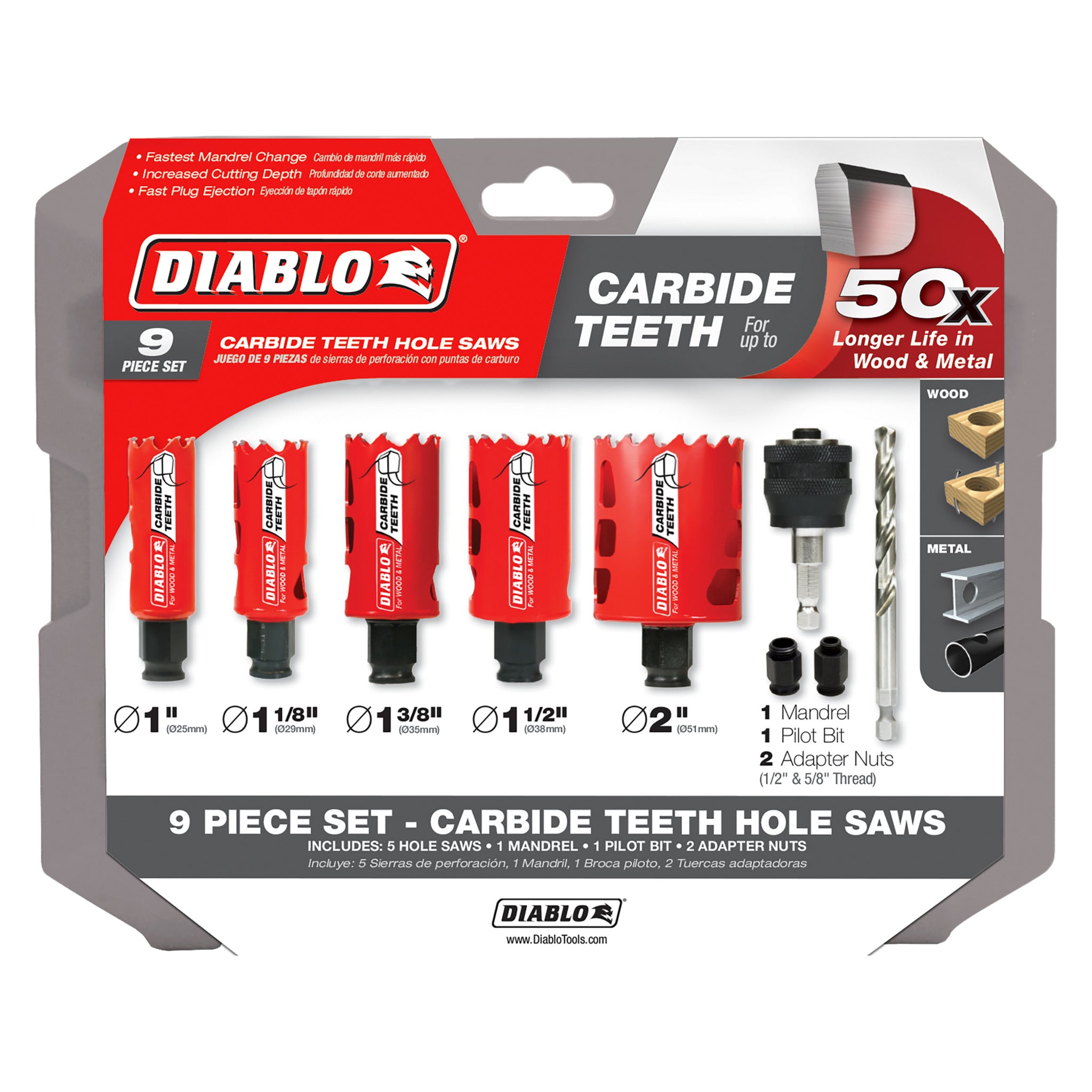 Diablo Carbide General Purpose Hole Saw Set - 9 Piece