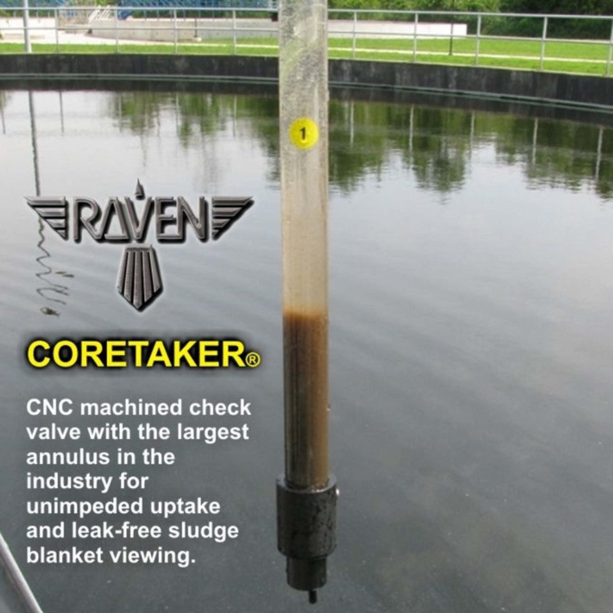 Raven CORETAKER® 2-Piece 16-Ft Sludge Core Sampler for Wastewater Lagoons | Leak-Proof, Floating, Clear Tube, Depth Markers, Made in USA