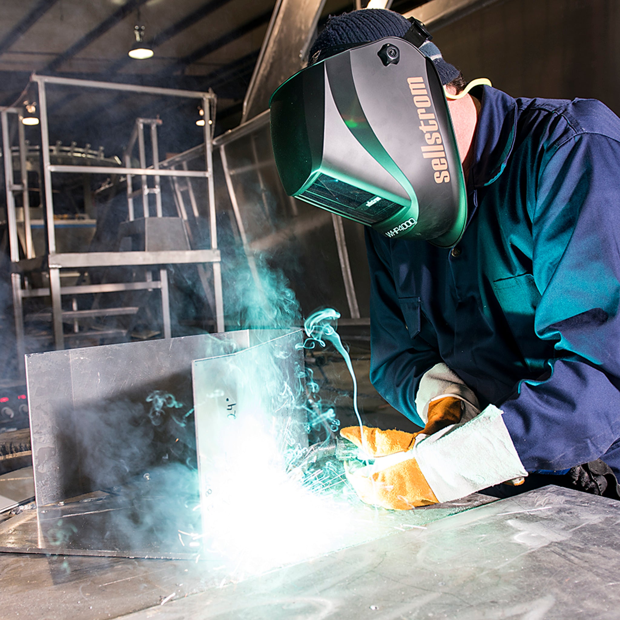 Sellstrom Premium Series Welding Helmet with Extra Large Blue Lens Technology ADF Personal Protective Equipment - Cleanflow