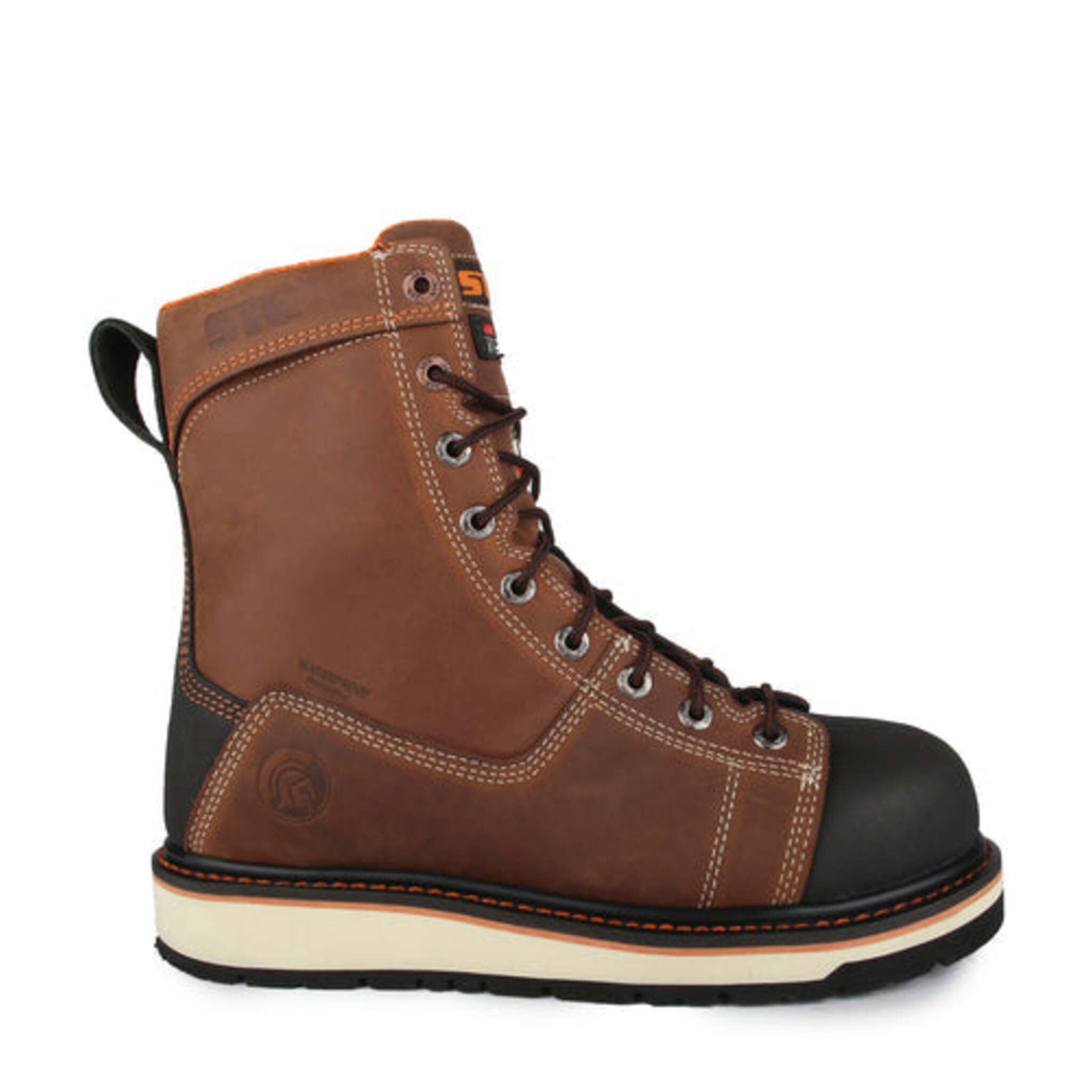 STC Men's 8" Blacksmith Safety Work Boots | Waterproof Leather, Steel Toe, Vibram® Megagrip Pro, Electric Shock & Puncture Resistant | Sizes 7-13