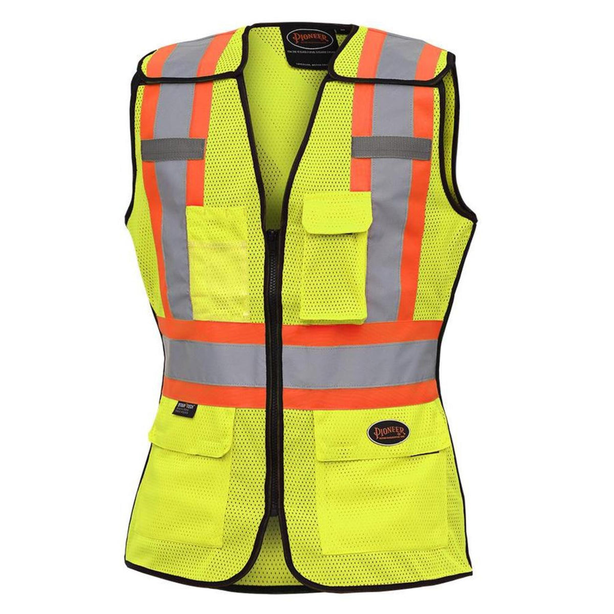 Pioneer Women's Hi Vis Safety Vest, CSA Poly Mesh, Breathable, Tear-Away, Reflective, Multi-Pocket, Zipper Front – Enhanced Visibility & Comfort | Sizes XS-XL - Items