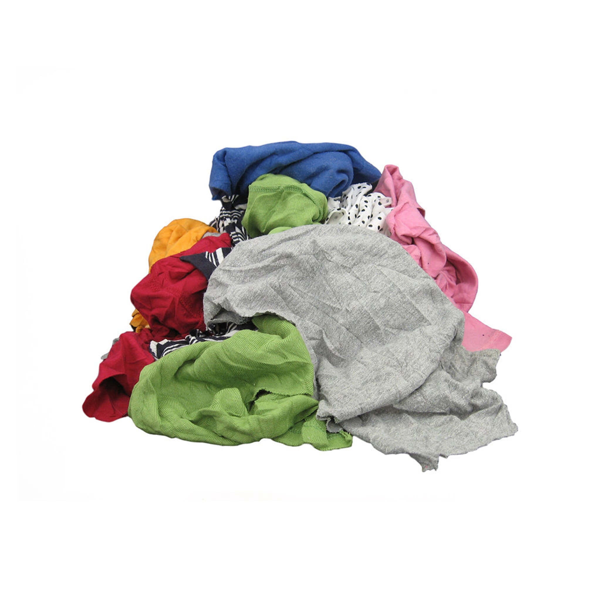 Coloured T-Shirt Rags – Recycled Cotton Wipers for Oil, Grease, Spills | 10 lb or 25 lb Bale | Low-Lint, Reusable, Eco-Friendly Shop Towels