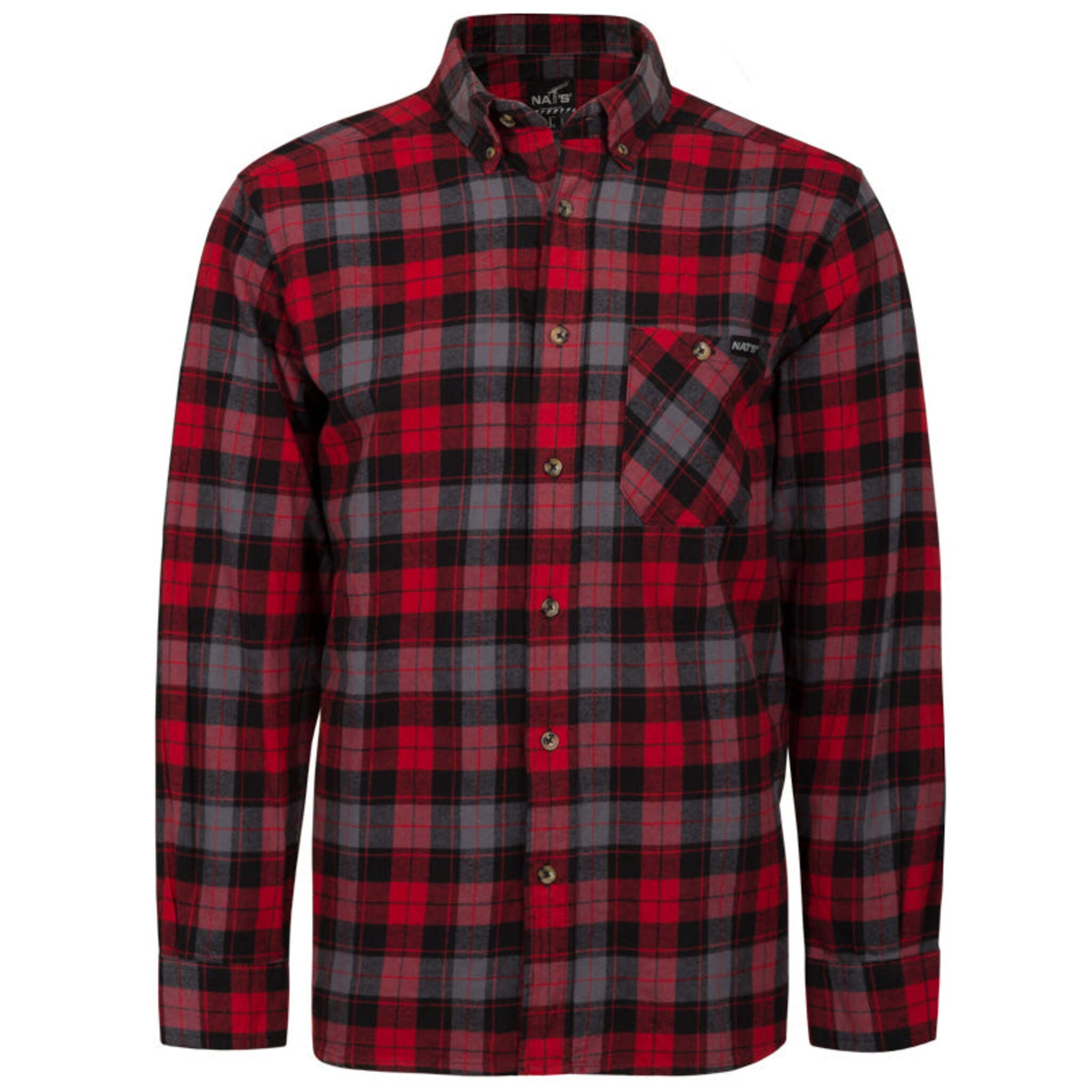 Nats Men's Work Shirt | Flannel Pre-Shrunk Cotton, Button Front, Semi-