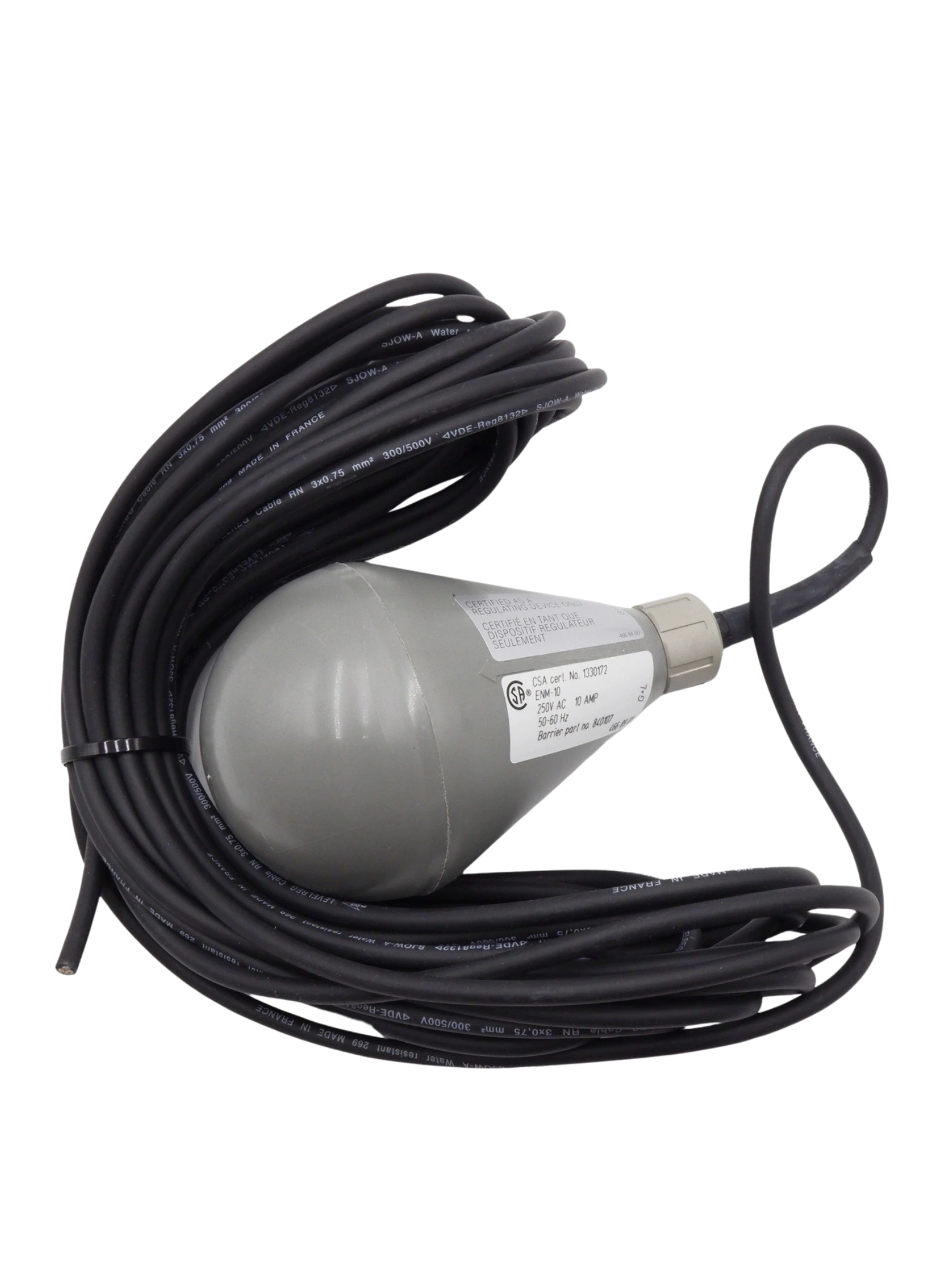 Flygt ENM-10 Non-Mercury Pump Control Float Switch | SPDT, 20', 40', 65' Cable Options | Waterproof, Reliable Level Control in Water & Wastewater