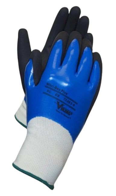 Viking® Nitri-Dex 360° Work Gloves – Full Nitrile-Coated Seamless Knit Gloves with Double-Dipped Palm for Industrial Grip, Protection, and Durability