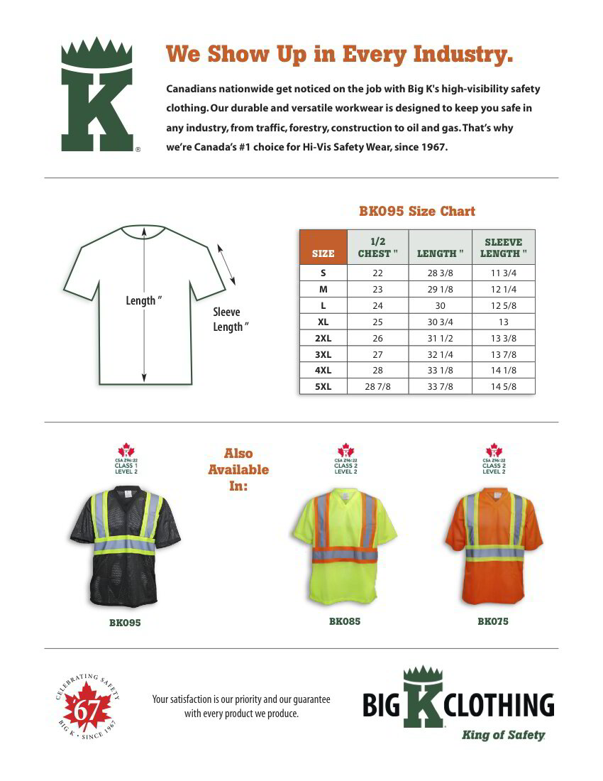 BK095 Size Chart