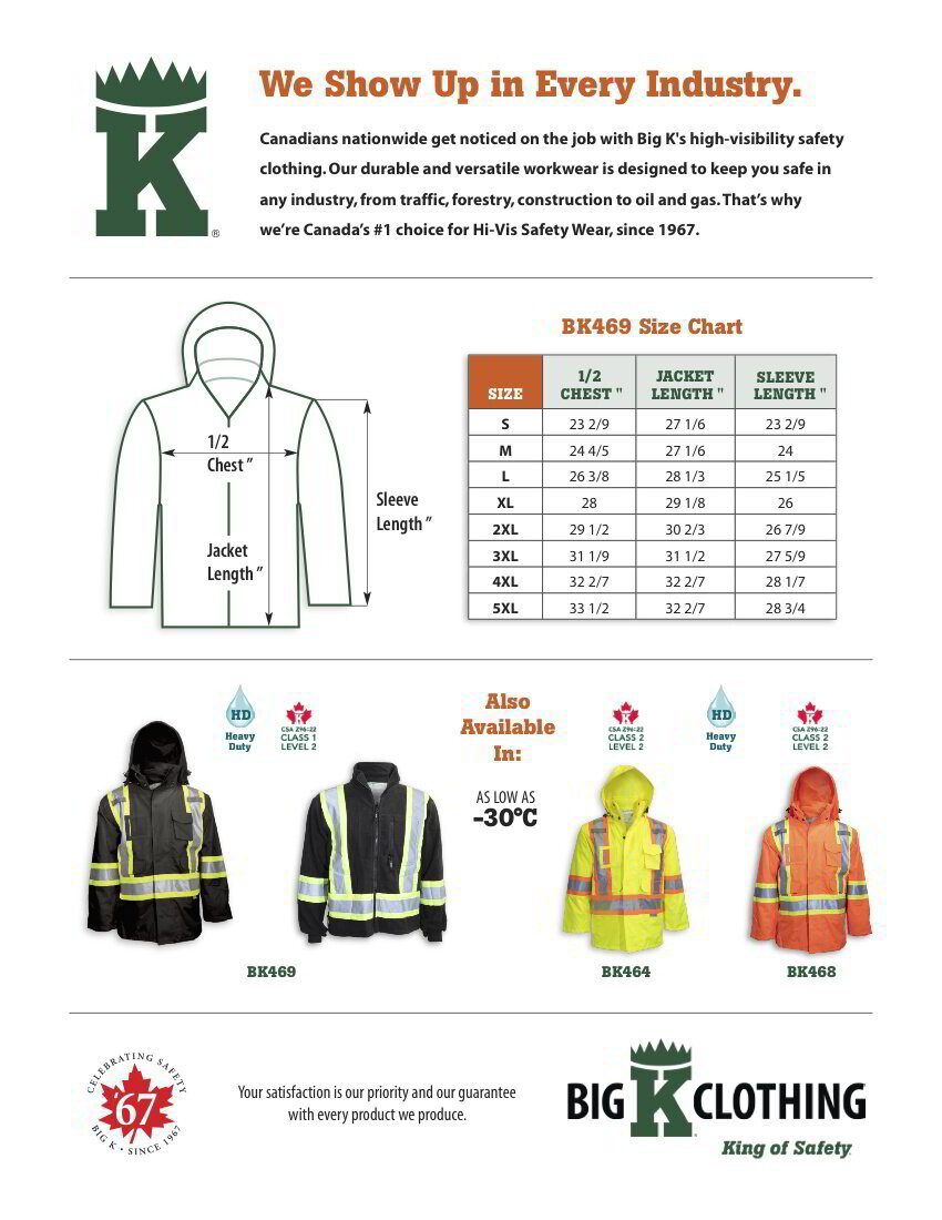 BK469 Size Chart