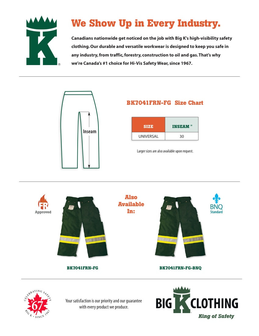 BK70141FRN-FG Size Chart