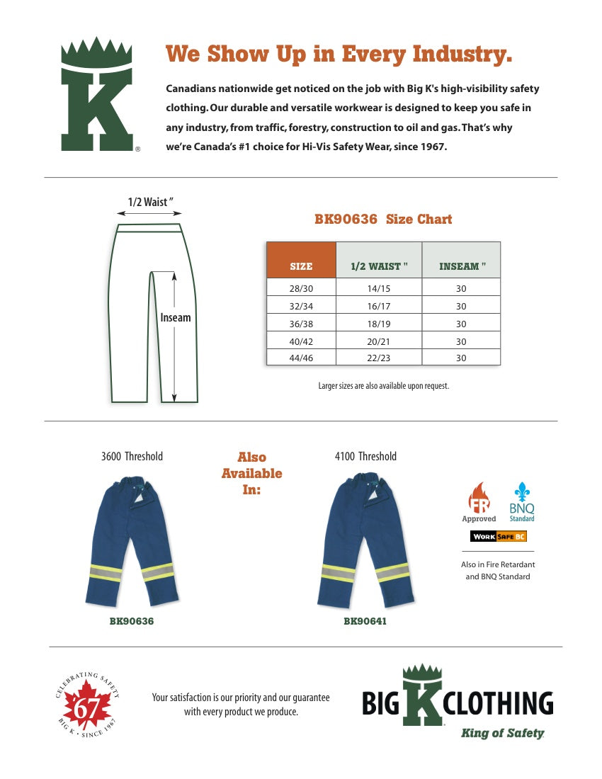 BK90636 Size Chart