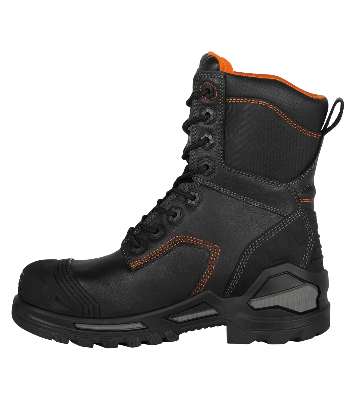 Blade8 black waterproof leather work boot right side profile view