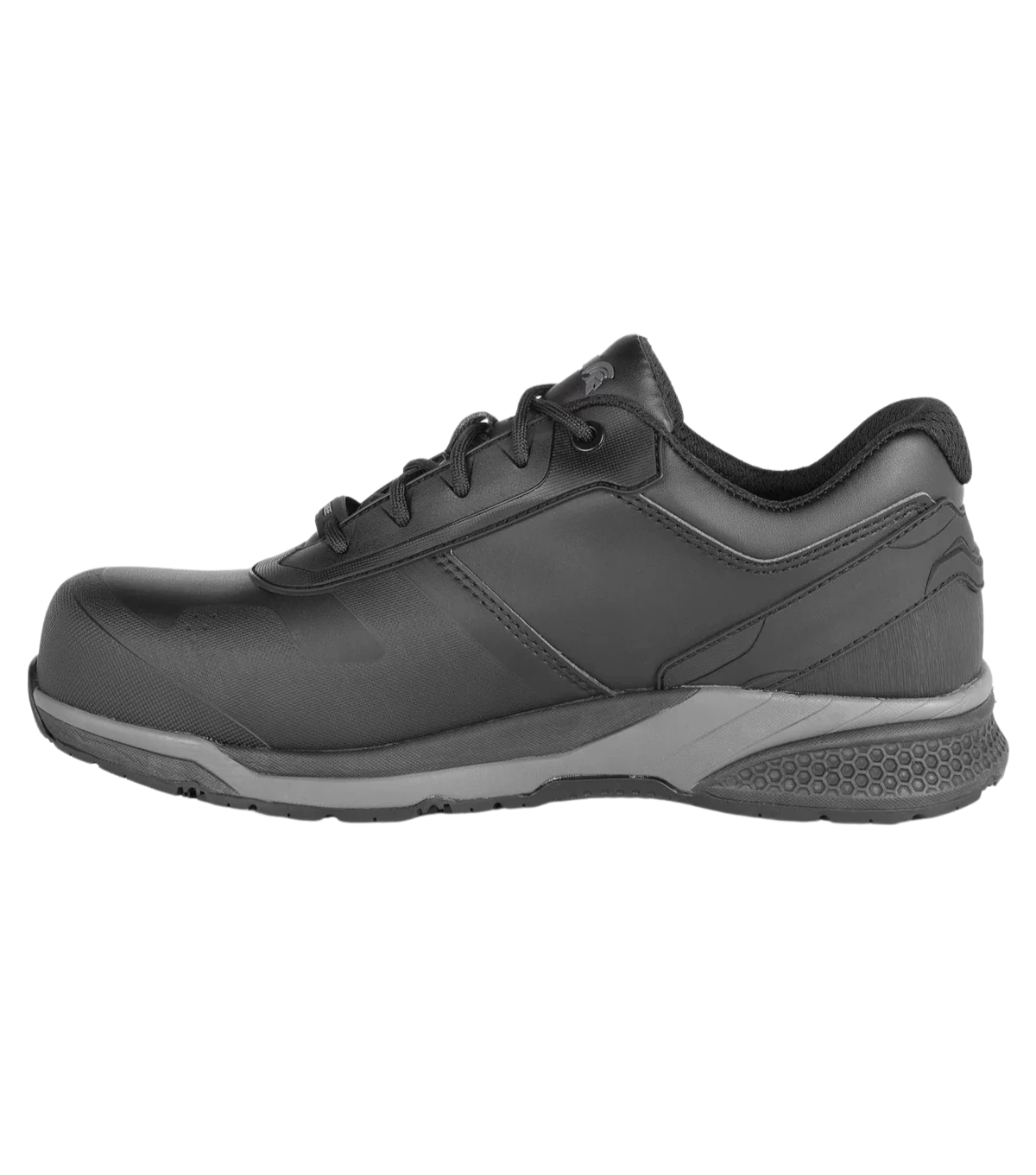 Side view of Elite black metal free athletic work shoe