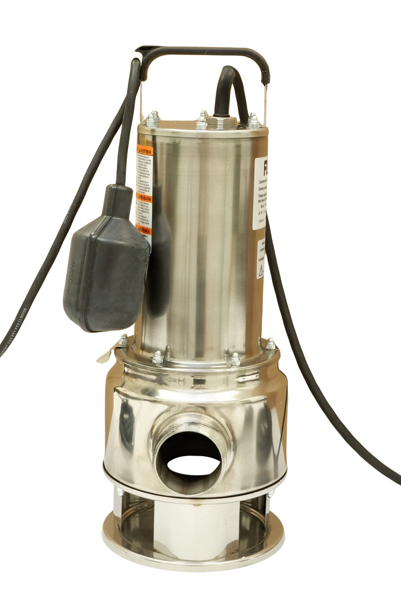 Flotec FPSES2700A 3/4 HP Stainless Steel Sewage Ejector Pump, Tethered Float Switch, 2" Solids, 6960 GPH, 20-ft Cord, 2" NPT Discharge