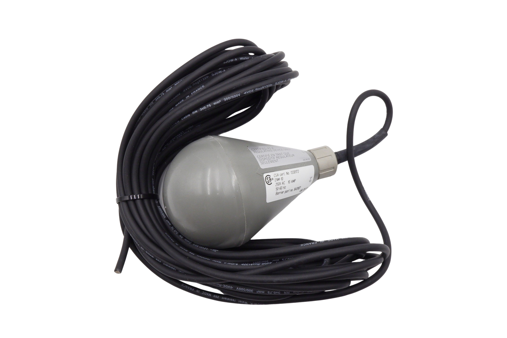 Flygt ENM-10 Non-Mercury Pump Control Float Switch | SPDT, 20', 40', 65' Cable Options | Waterproof, Reliable Level Control in Water & Wastewater