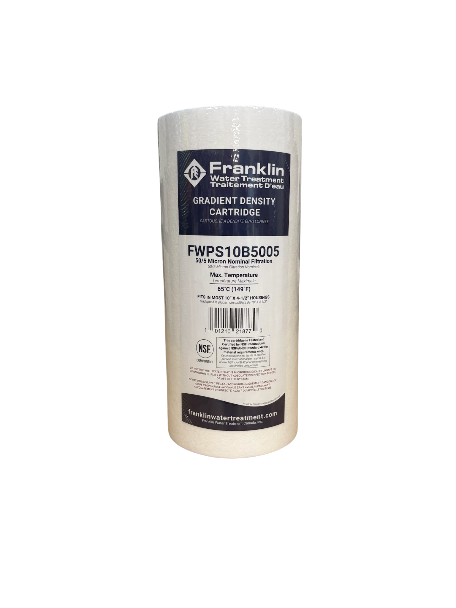 Franklin 10" x 4.5" OD Dual Gradient Spun Poly Filter Cartridge, NSF 42 Certified (FWPS-DG Series)