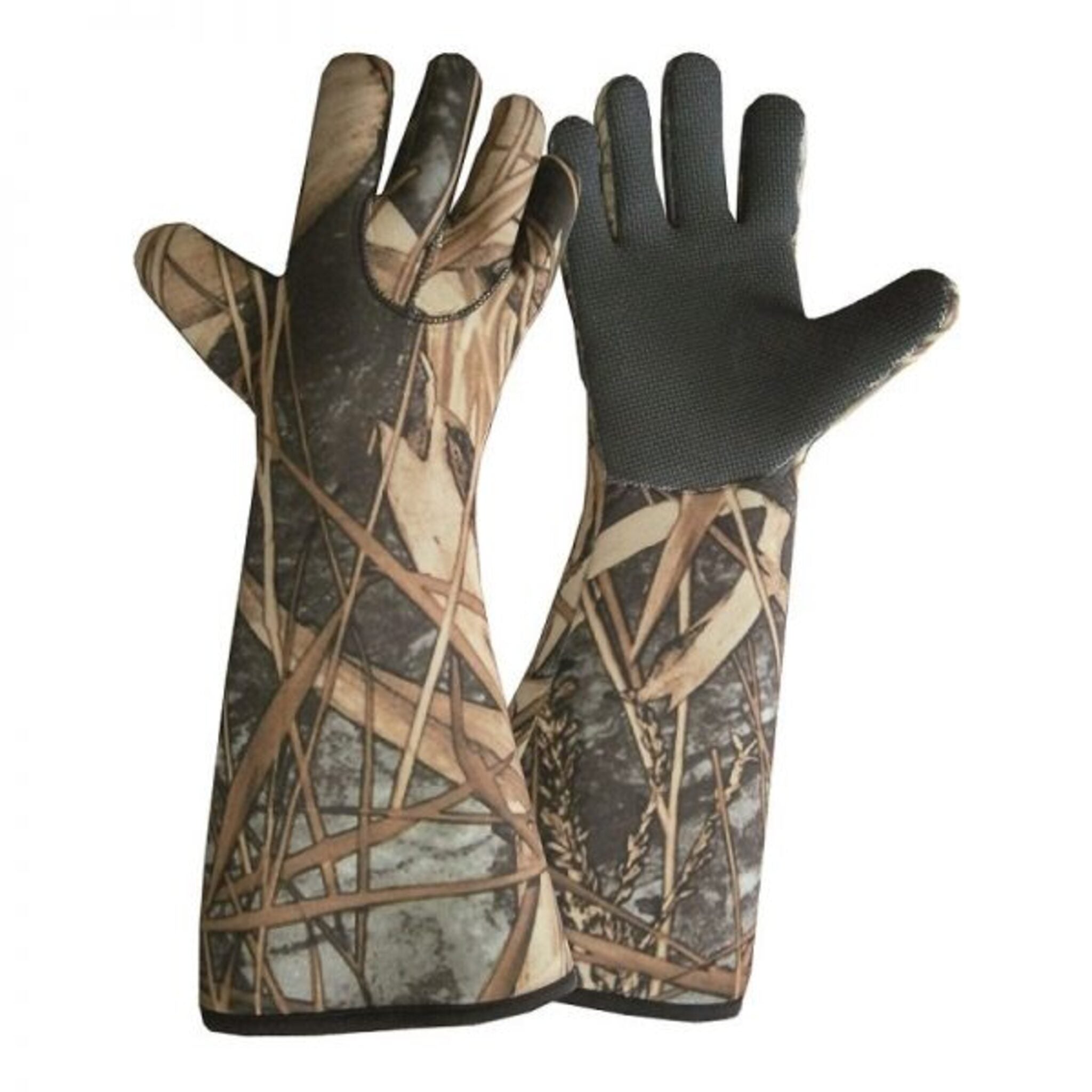 Waterproof Neoprene Gloves with Long Cuffs and a Rubberized Grip.