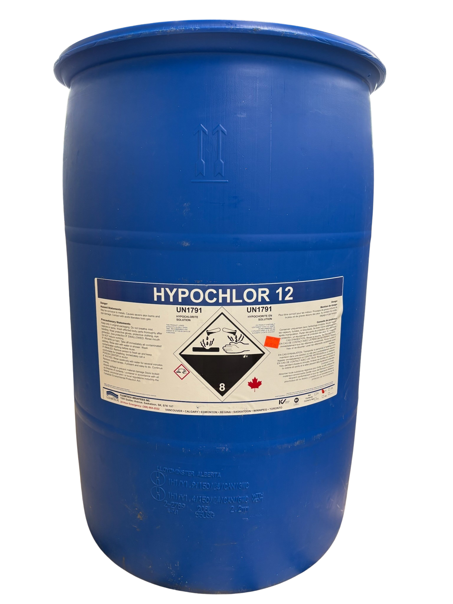 Sodium Hypochlorite 12% - Industrial Bleach for Water Disinfection, NSF/ANSI and Kosher Certified, Available in Multiple Container Sizes