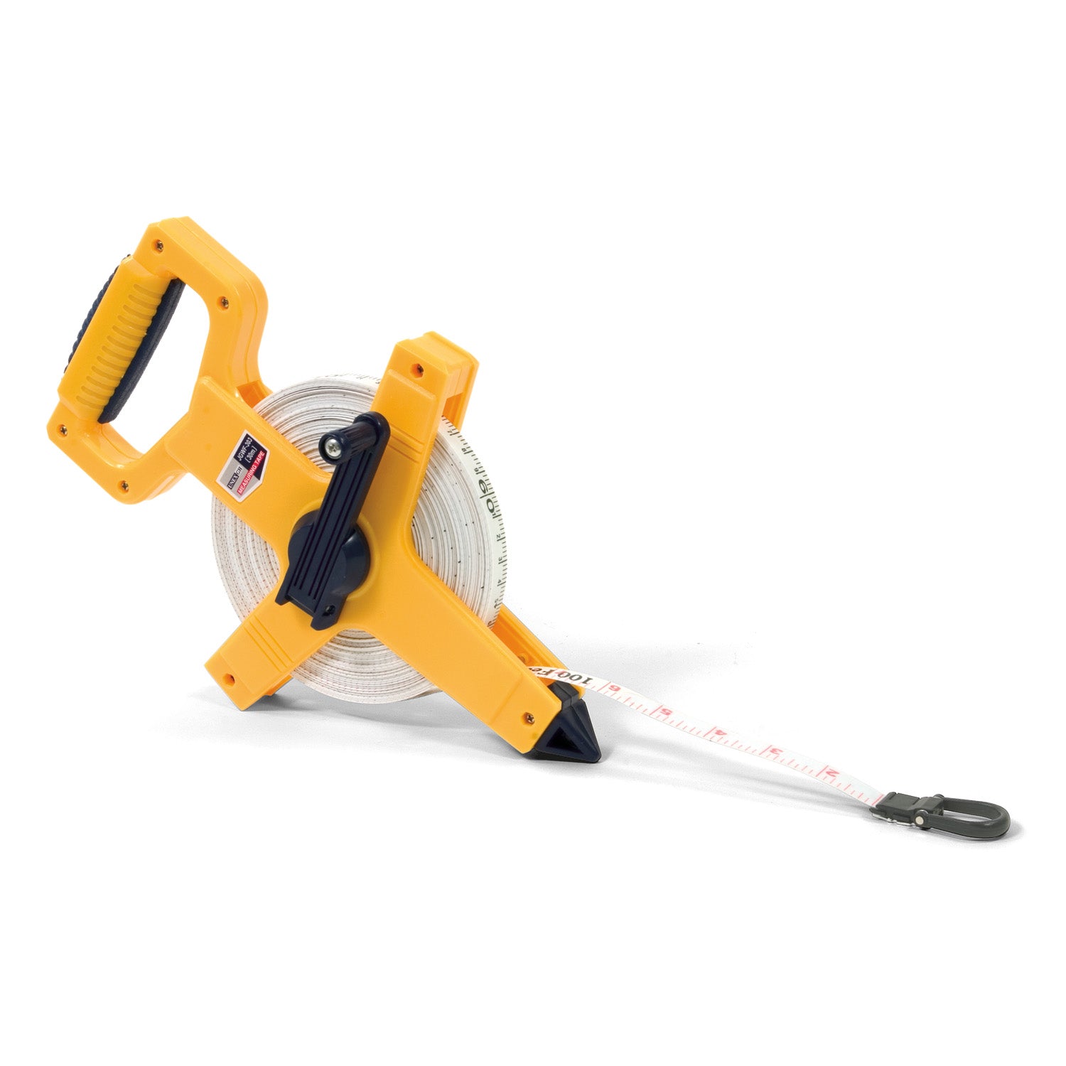 Open Reel Fibreglass Measuring Tape – 100 ft (30 m) & 330 ft (100 m), 1/2" Wide Blade, Dual-Scale Metric & Imperial, Durable Case with Folding Handle