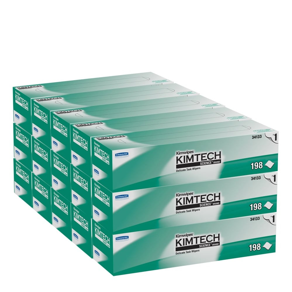 Kimtech Kimwipes 34133 Delicate Task Wipers – 1-Ply, 12" x 12", Anti-Static, Low-Lint Lab Wipes