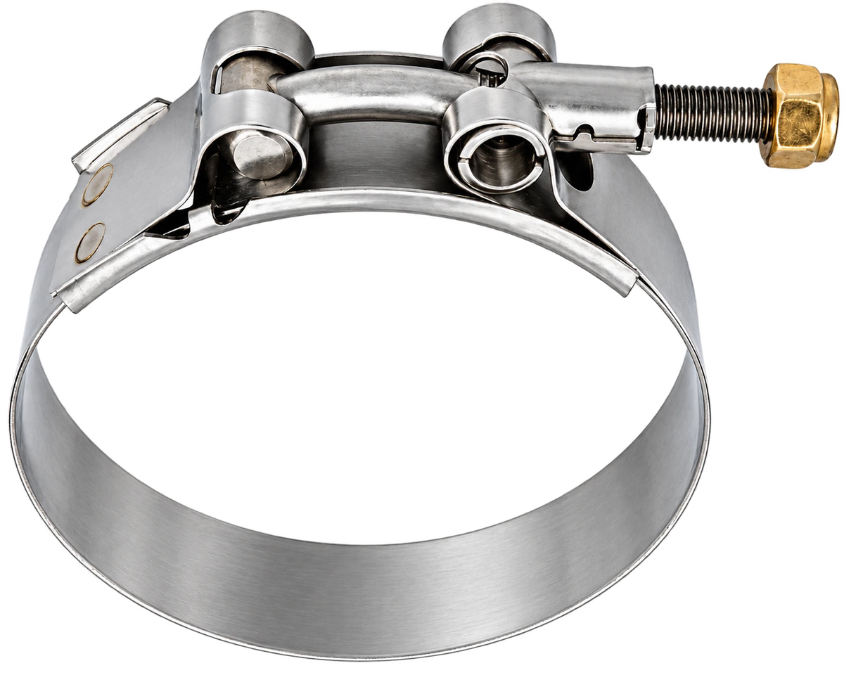 Heavy Duty Stainless T-Bolt Hose Clamps for Marine, Coolant, Water Suction, and Hydraulic Applications