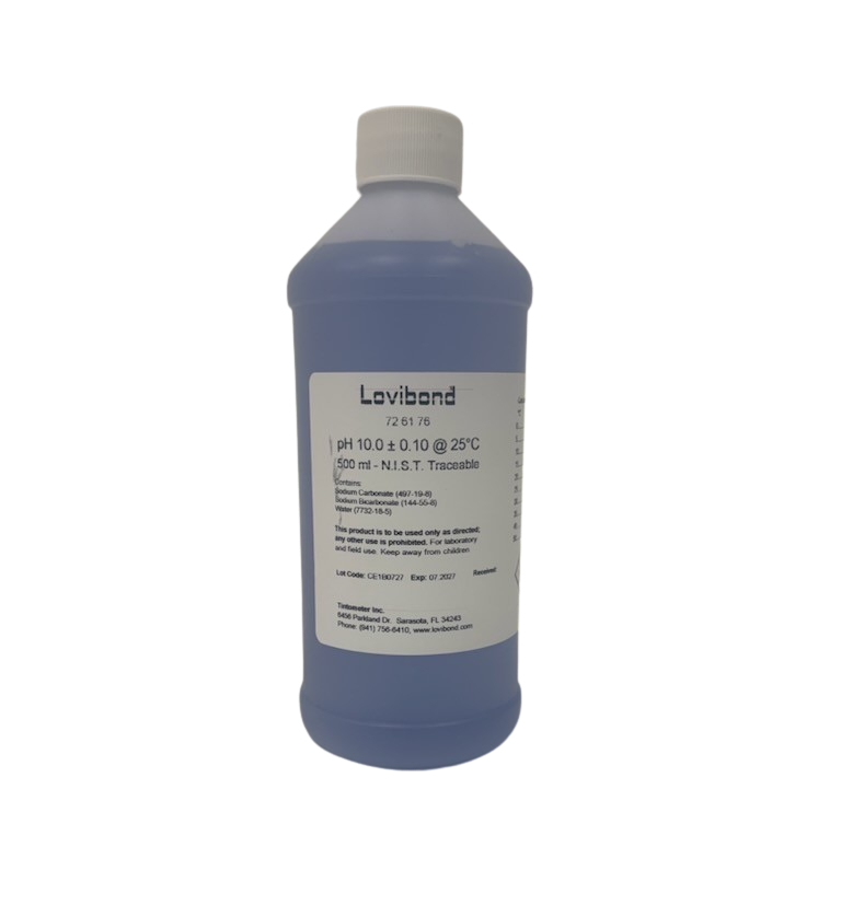 Lovibond 726176 pH 10.01 Buffer Solution, 500 mL | NIST Traceable Certified Calibration Buffer for pH Meters | Blue Color-Coded