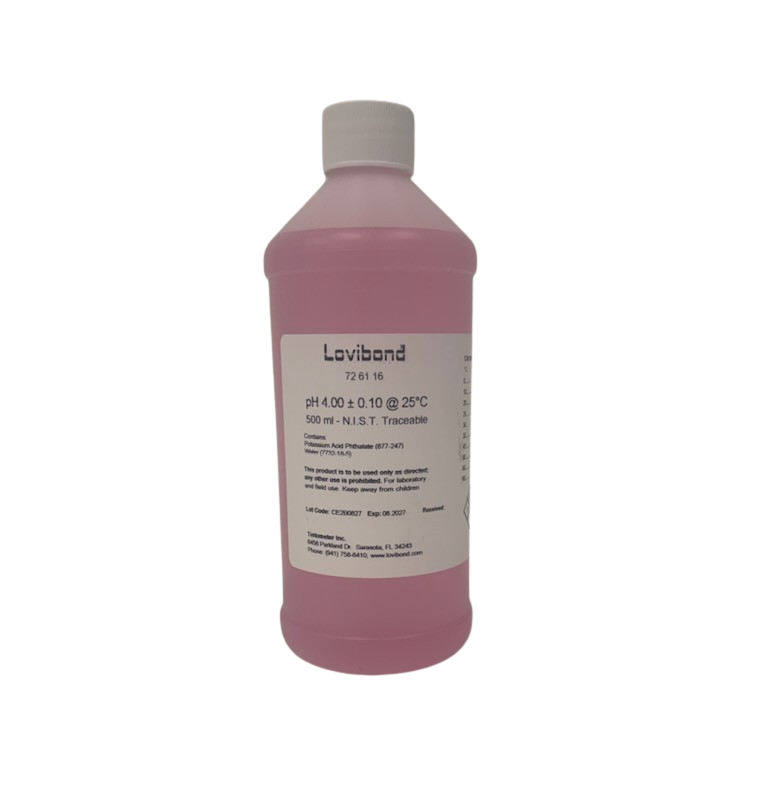 Lovibond 726116 pH 4.01 Buffer Solution, 500 mL | NIST Traceable Certified Calibration Buffer for pH Meters | Pink Color-Coded