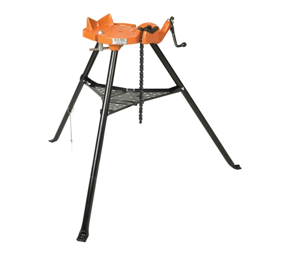 Portable Tripod Pipe Vise Stand with Hardened Jaws and Integrated Bending Slots