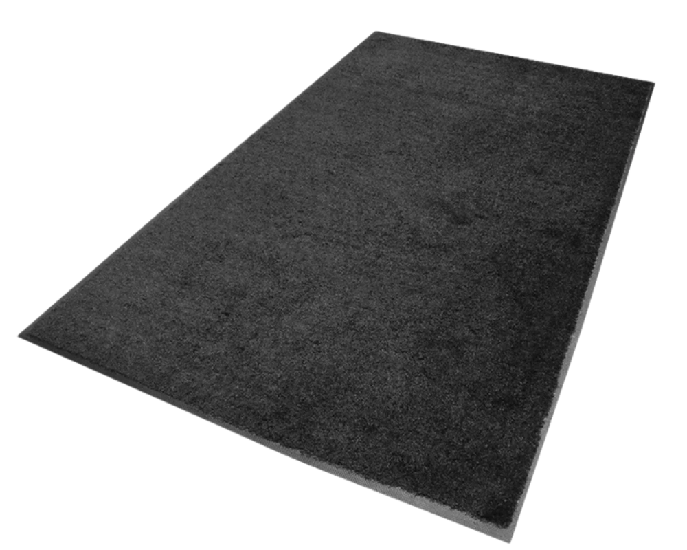 M+A ColorStar charcoal recycled PET indoor carpet entrance mat with smooth rubber backing.