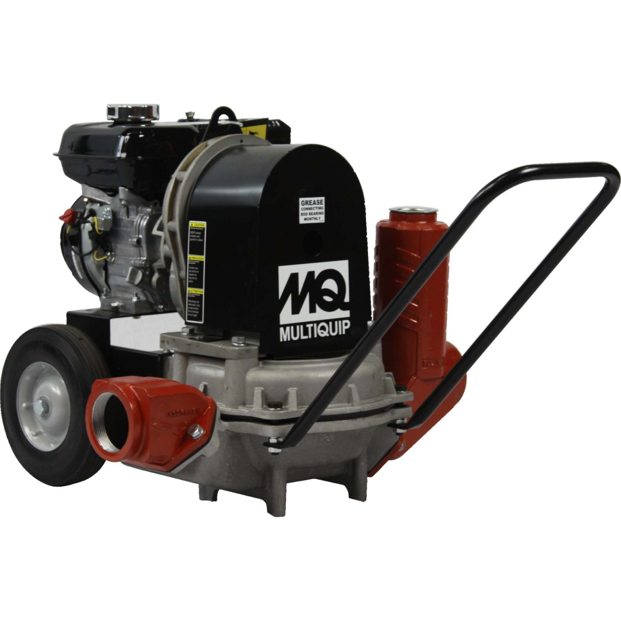 Multiquip MQD2HA 2″ diaphragm pump with Honda GX120. Handles muddy water, sludge, and high solids. Jobsite-ready with integrated wheel kit.