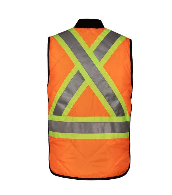 Nat’s Reversible High-Visibility Quilted Work Vest – CSA Z96-22 Class 1 & 2 Compliant, 150 g/m² Insulated, 3M 4″ Reflective Tape | Sizes: S–3XL